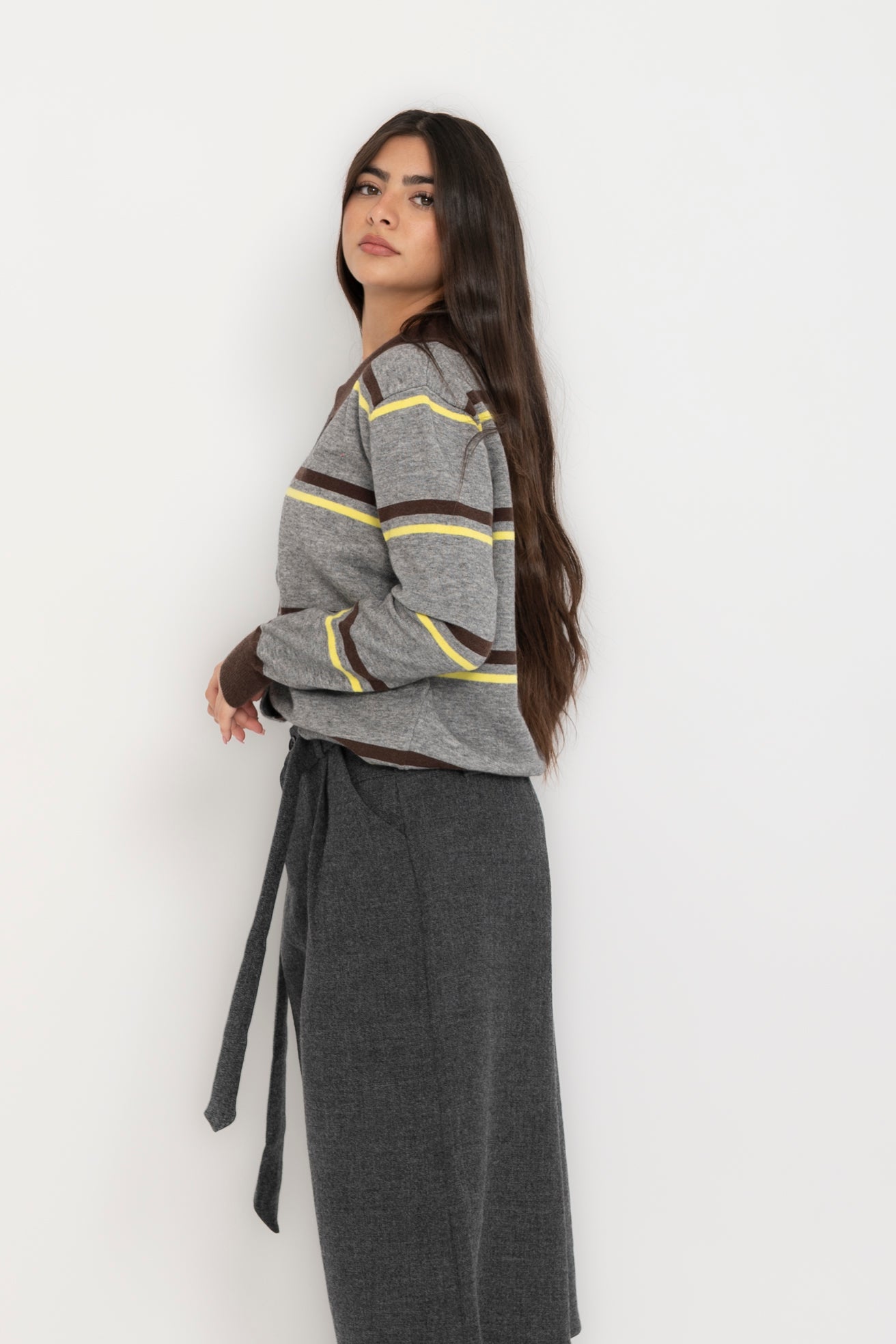 Maglia a righe brown/yellow