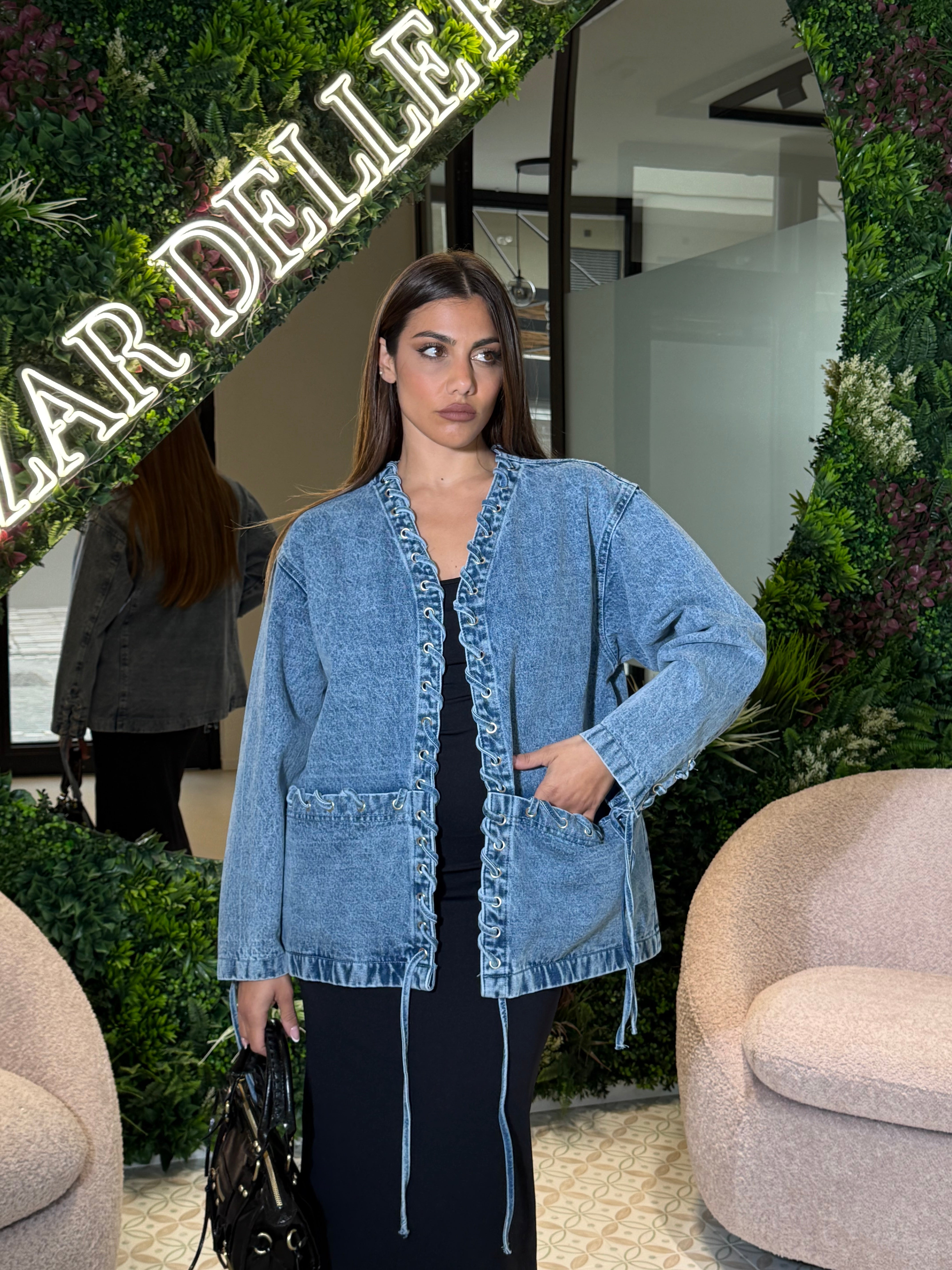 Giacca denim con lacci