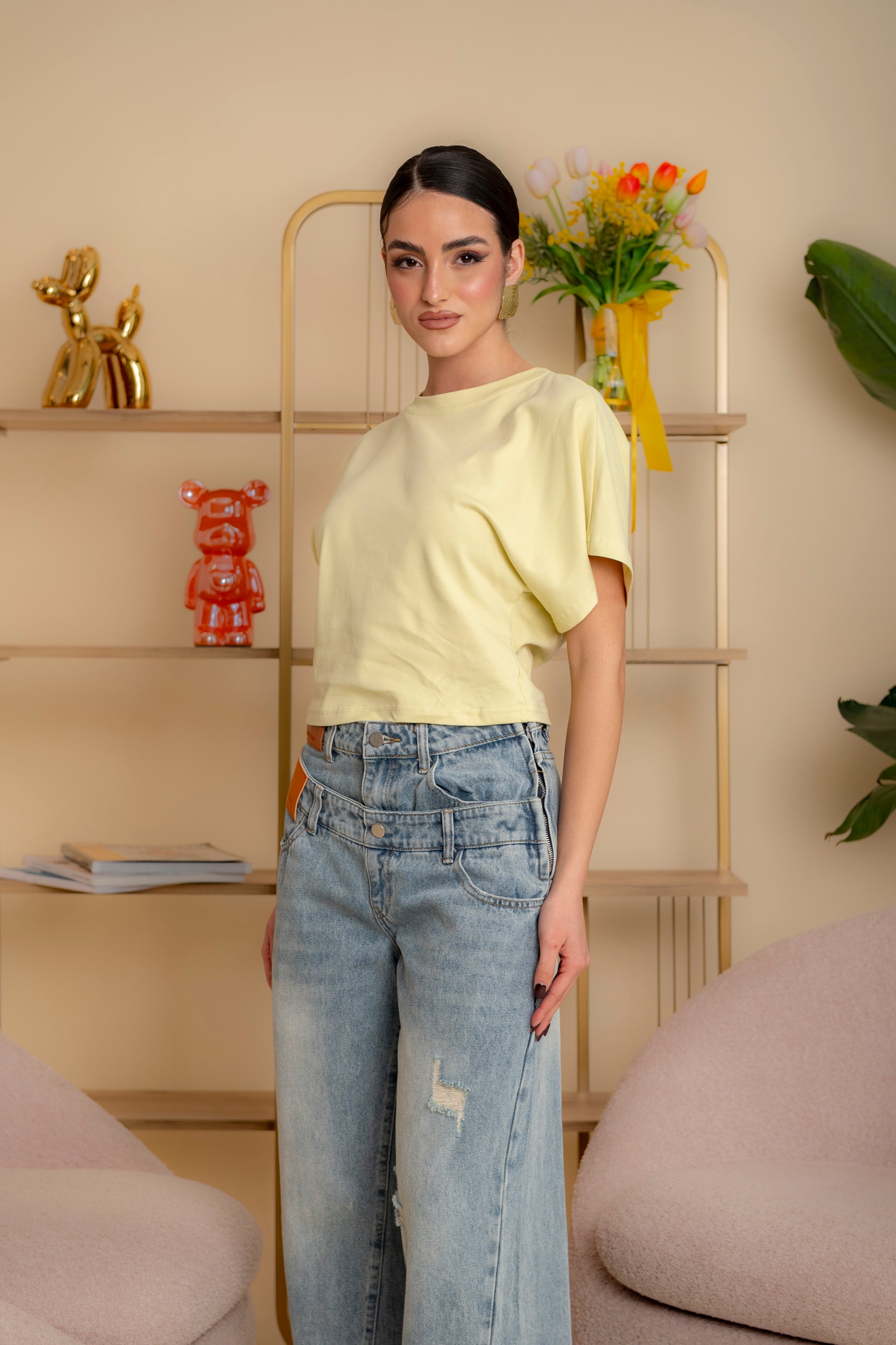 T-shirt crop yellow