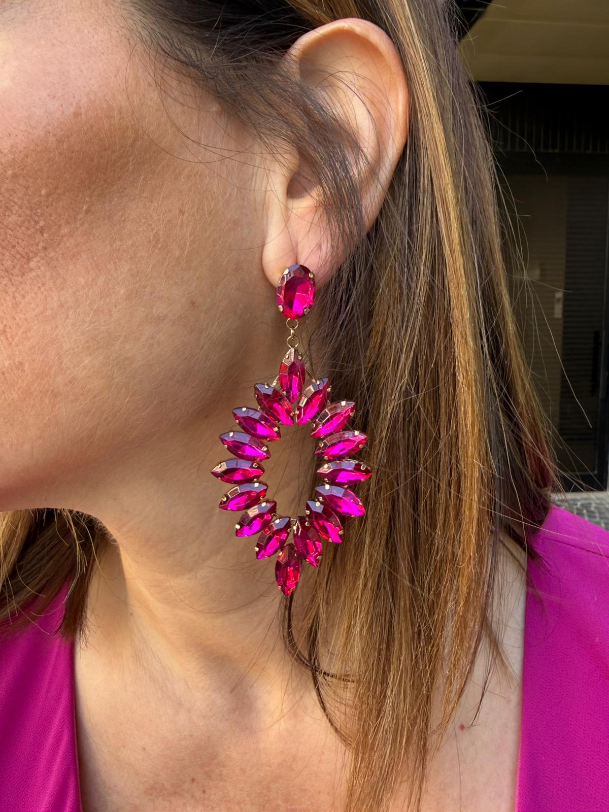 Orecchini cerchio pendente strass