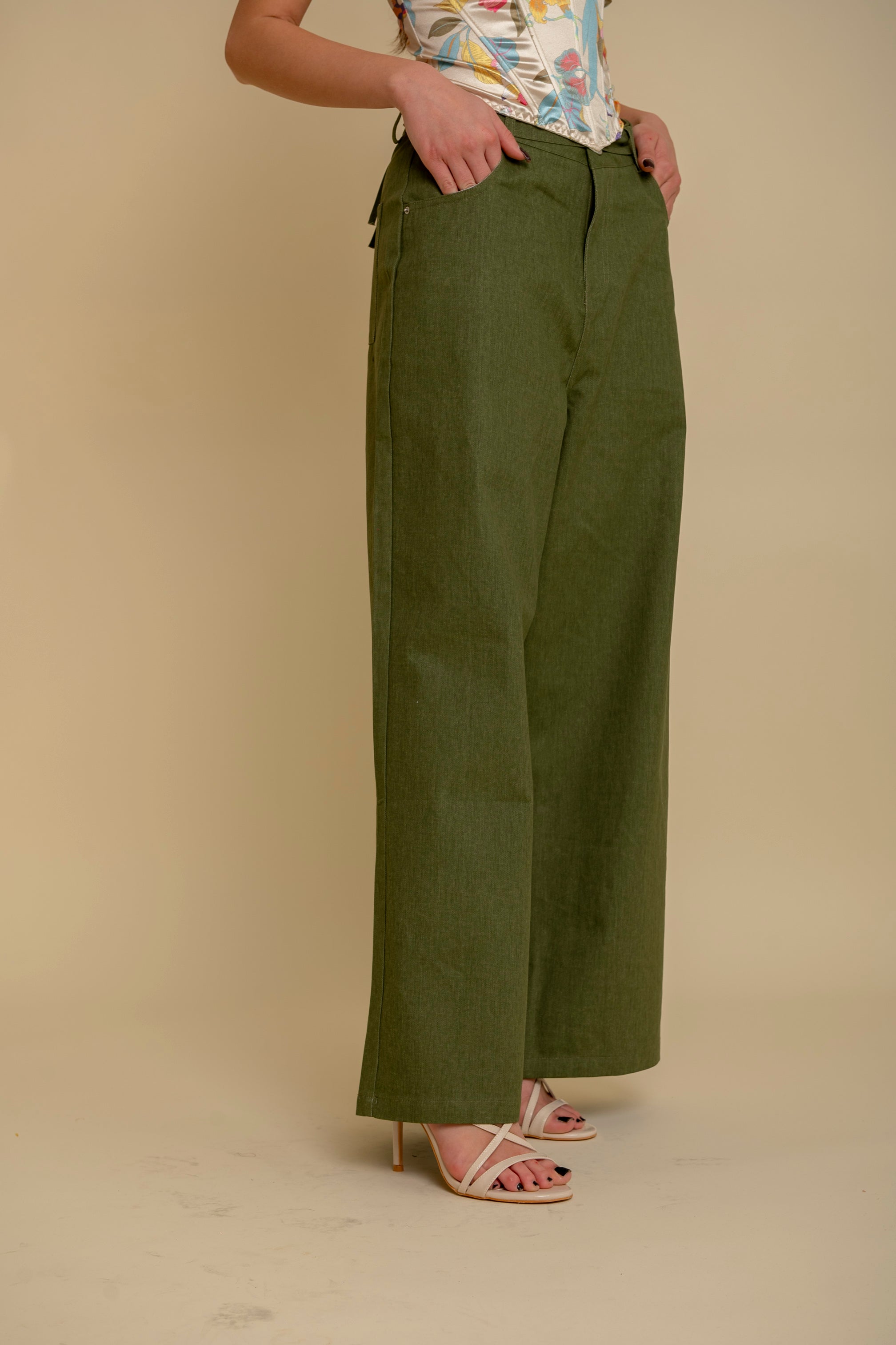 Pantalone con cintura green