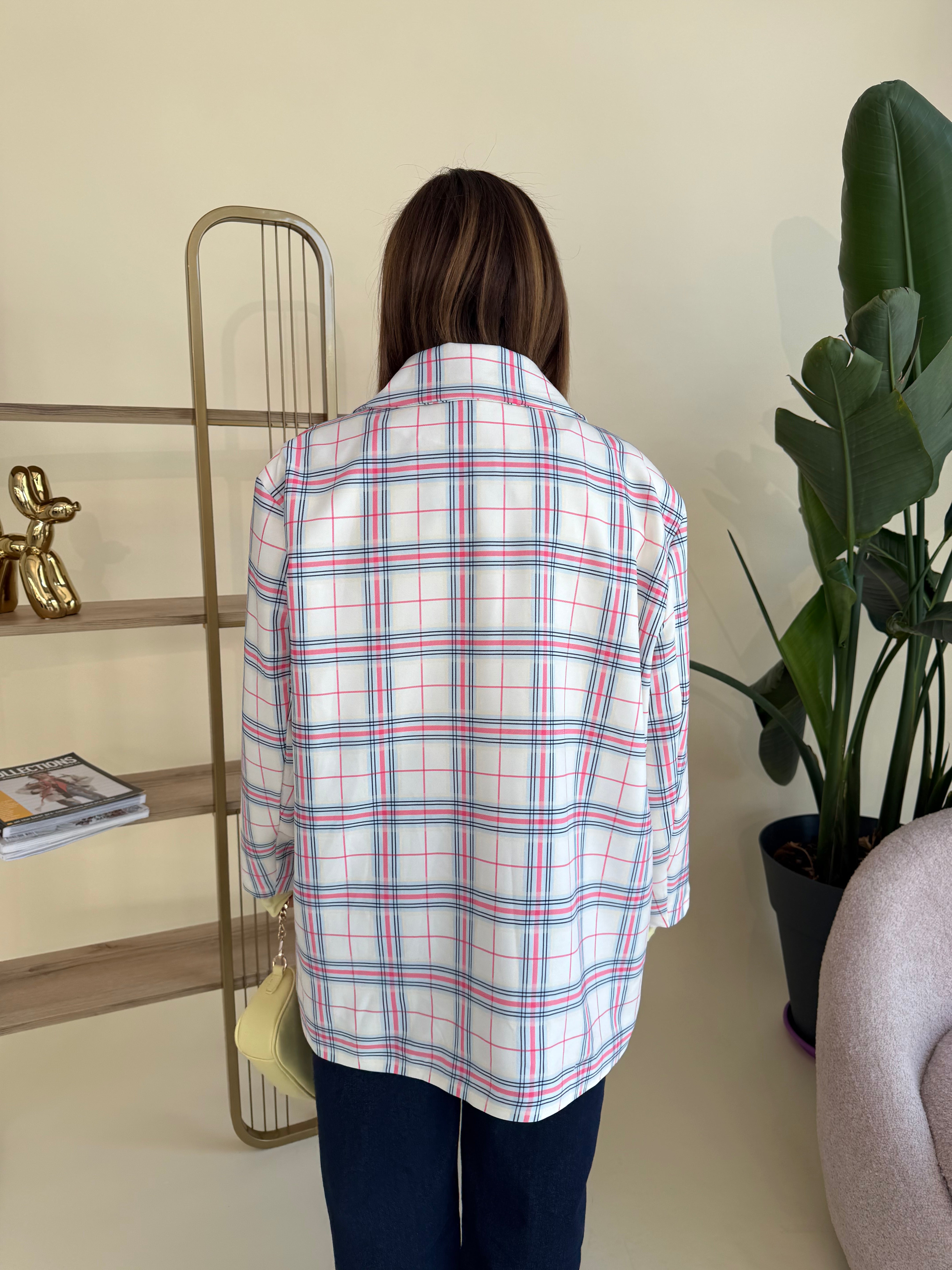 Giacca quadroni white curvy