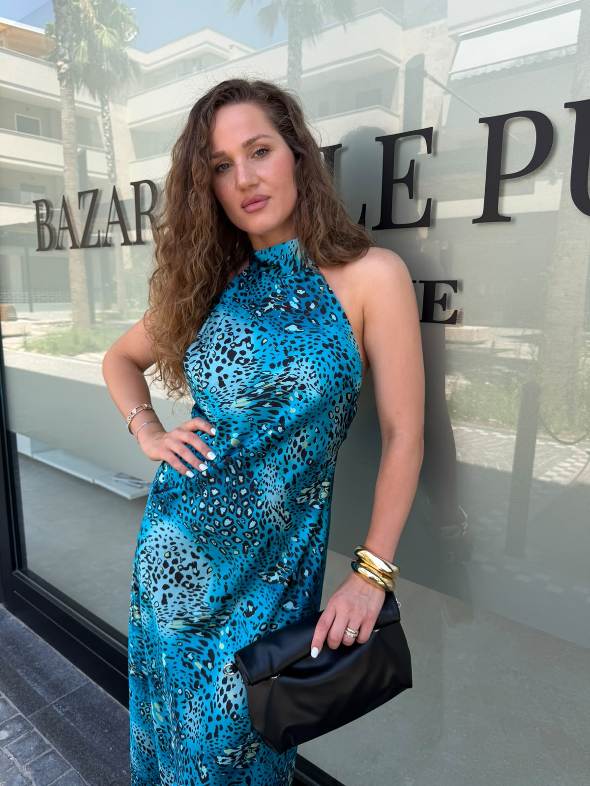 Abito in raso animalier