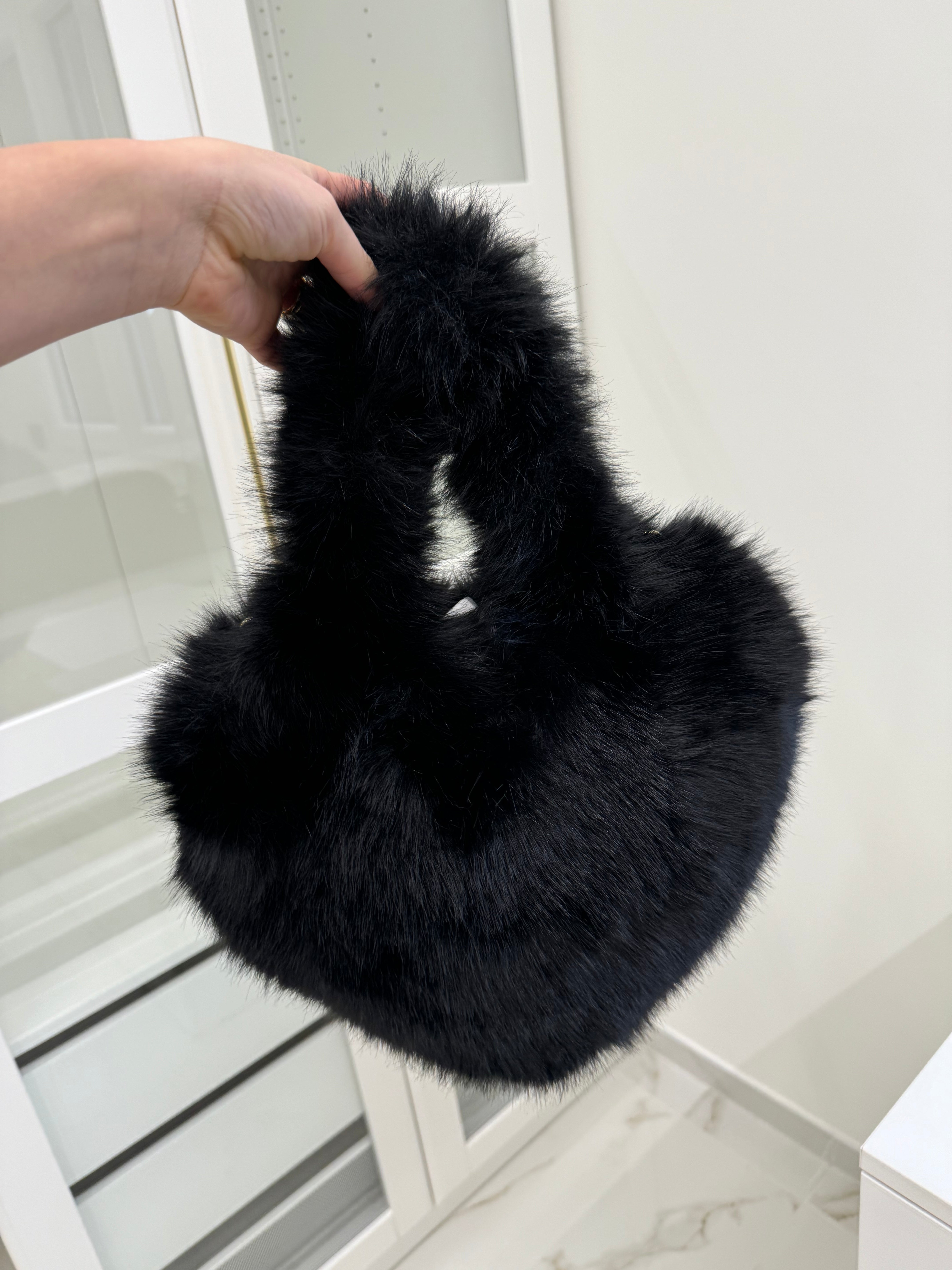 Borsa cuore pelliccia