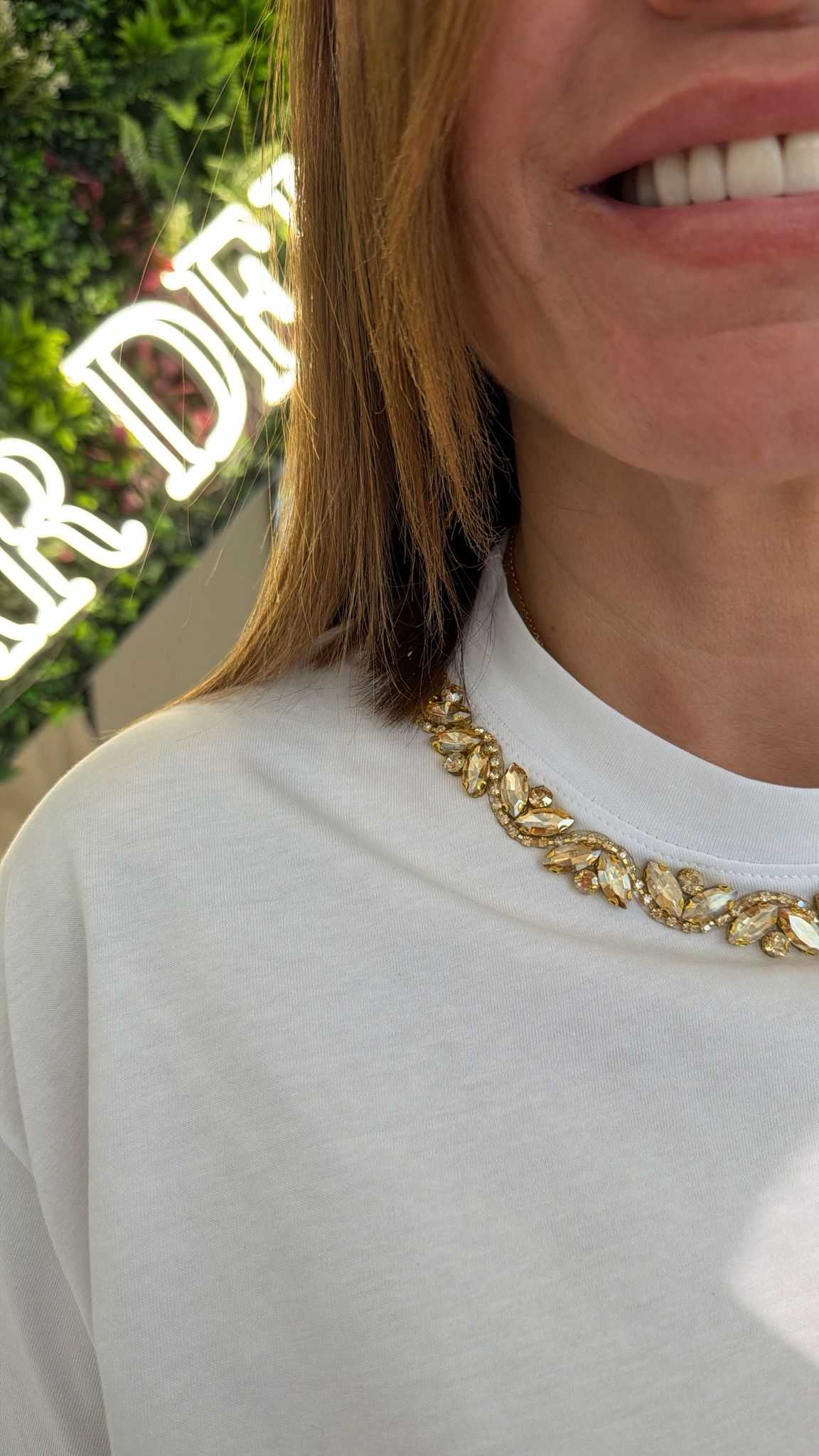 T-shirt girocollo strass