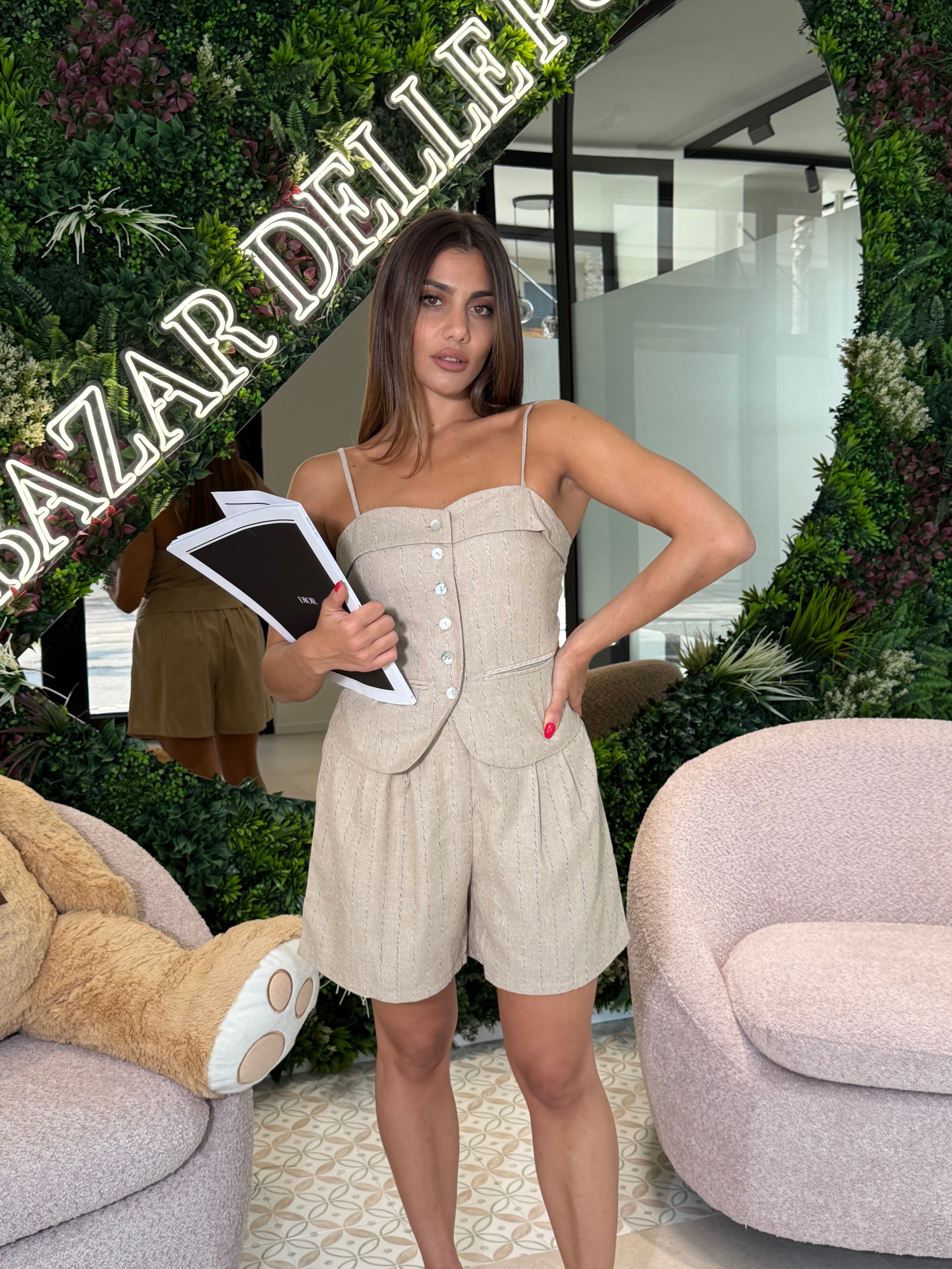 Cordset top e pantaloncino gessato