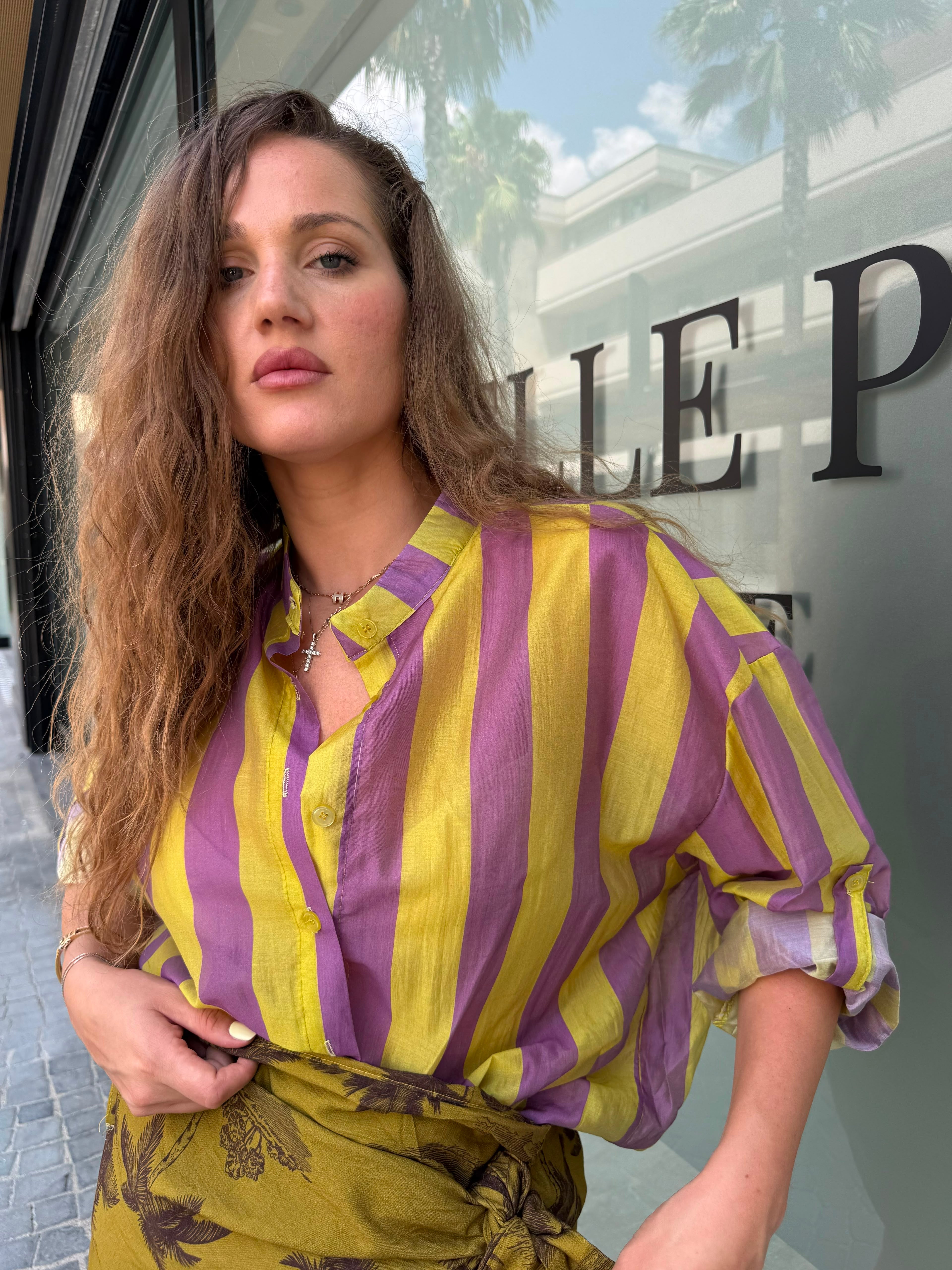 Camicia velata righe curvy