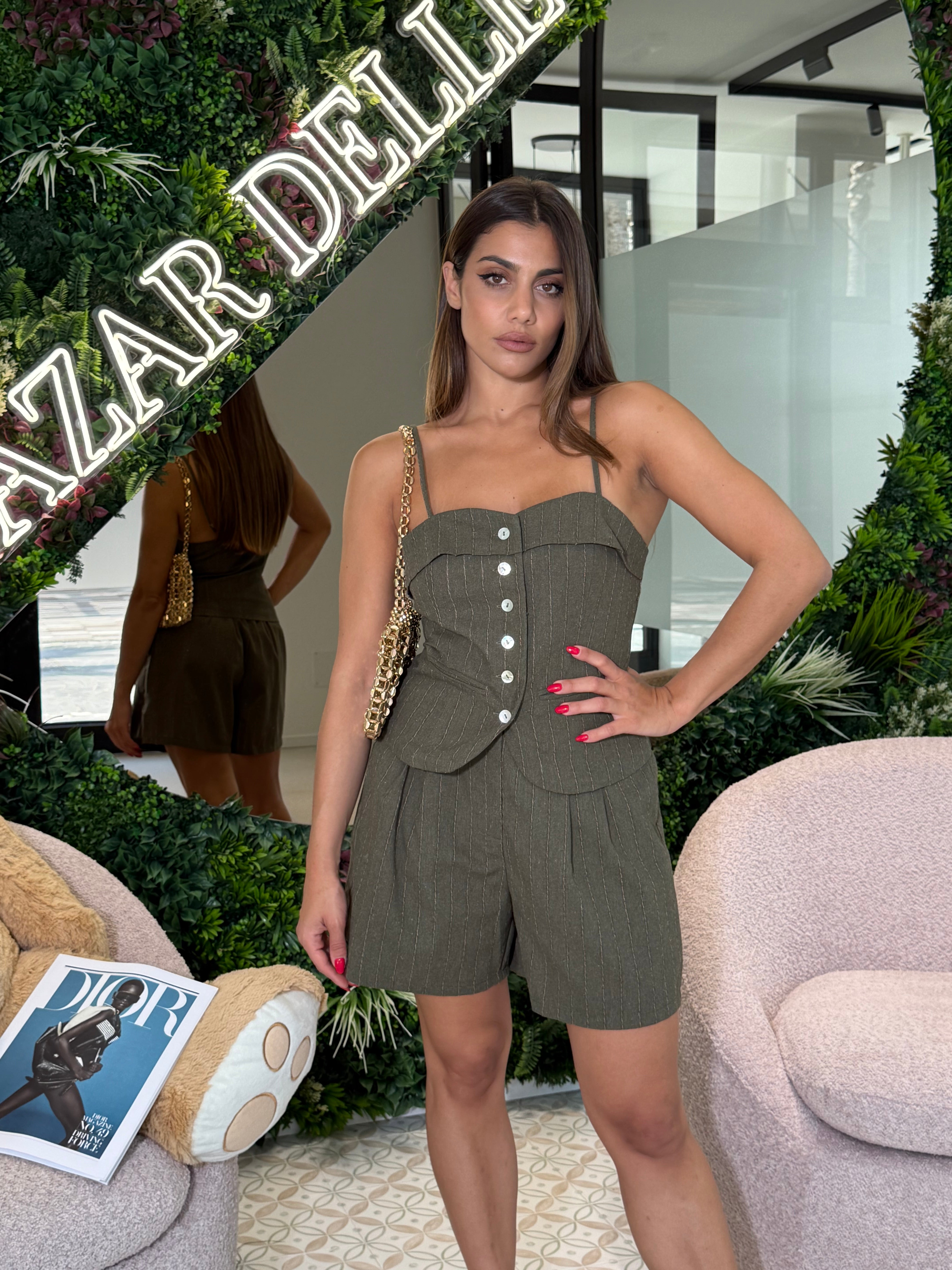 Cordset top e pantaloncino gessato
