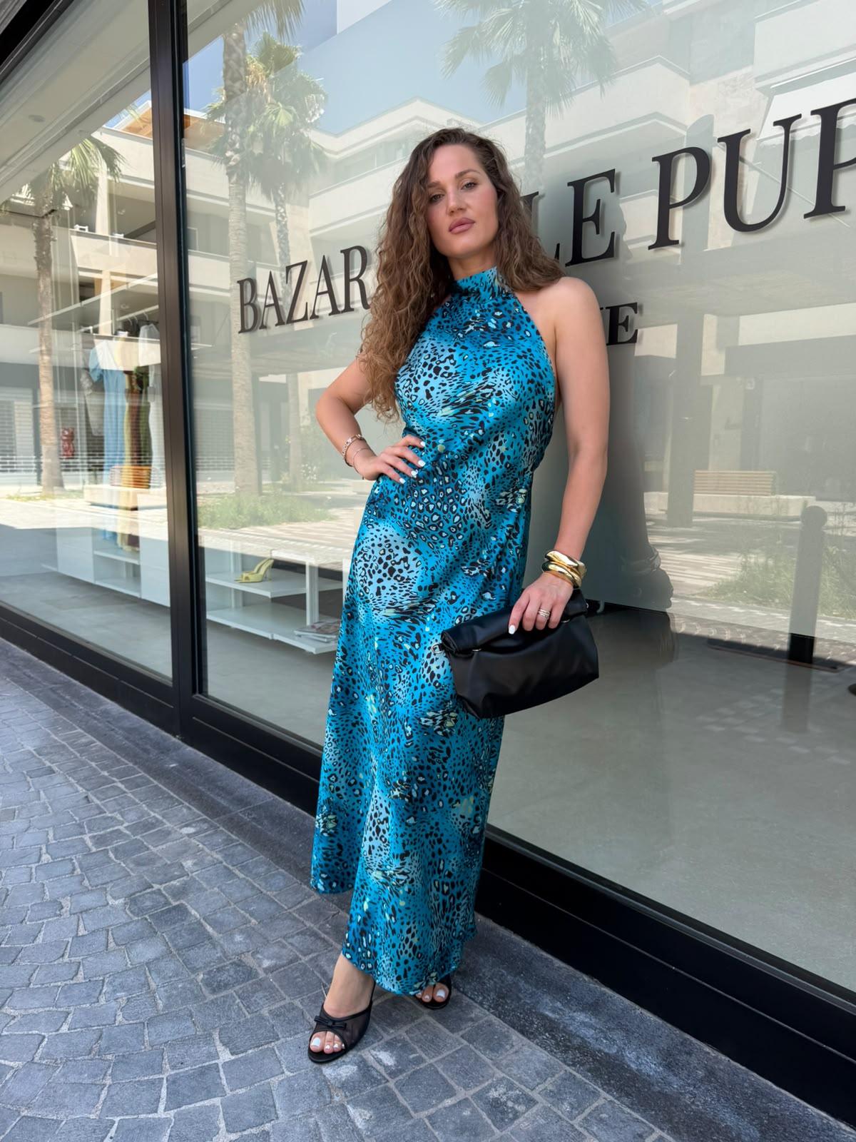 Abito in raso animalier