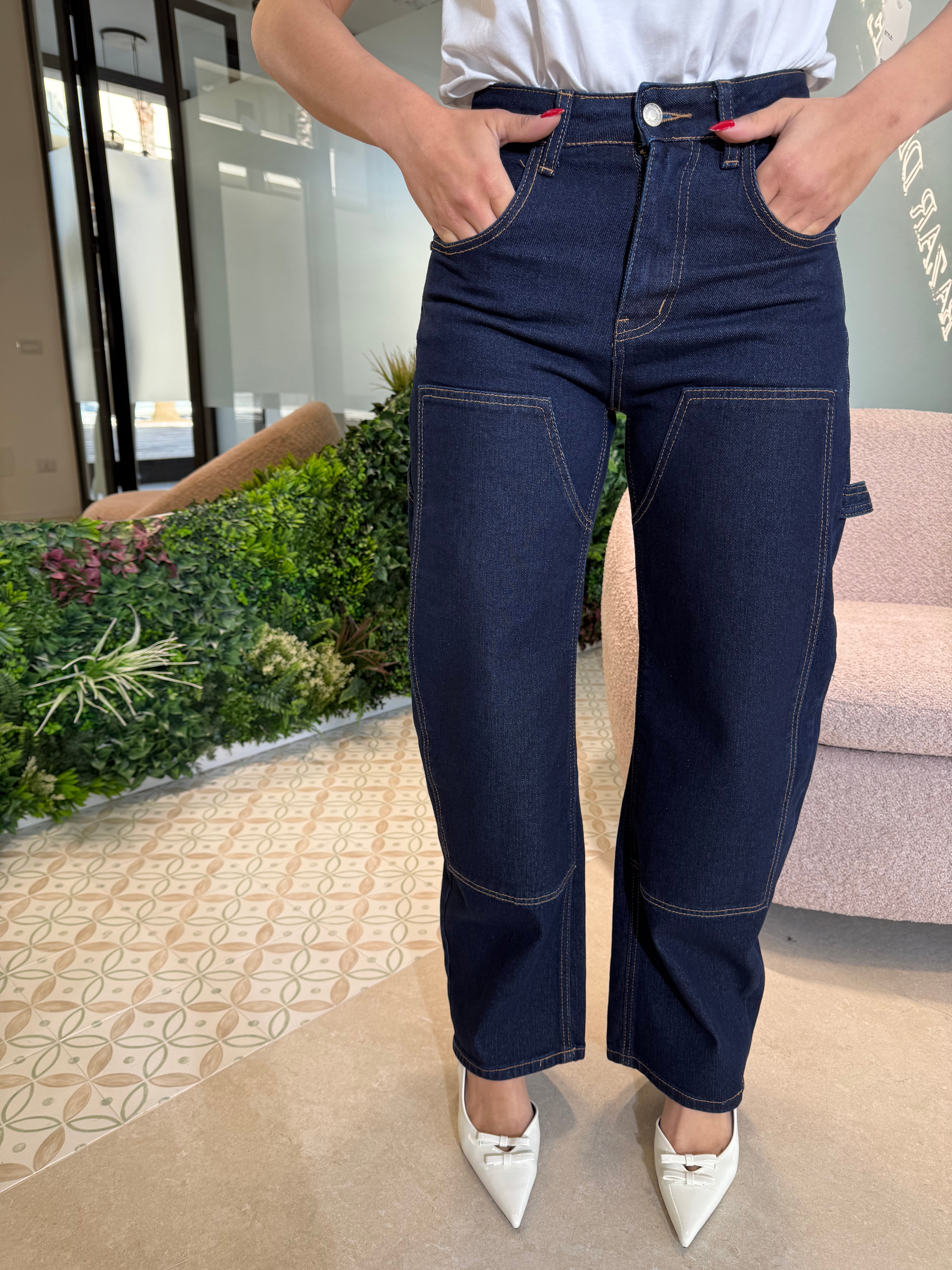 Jeans ballon tela fissa