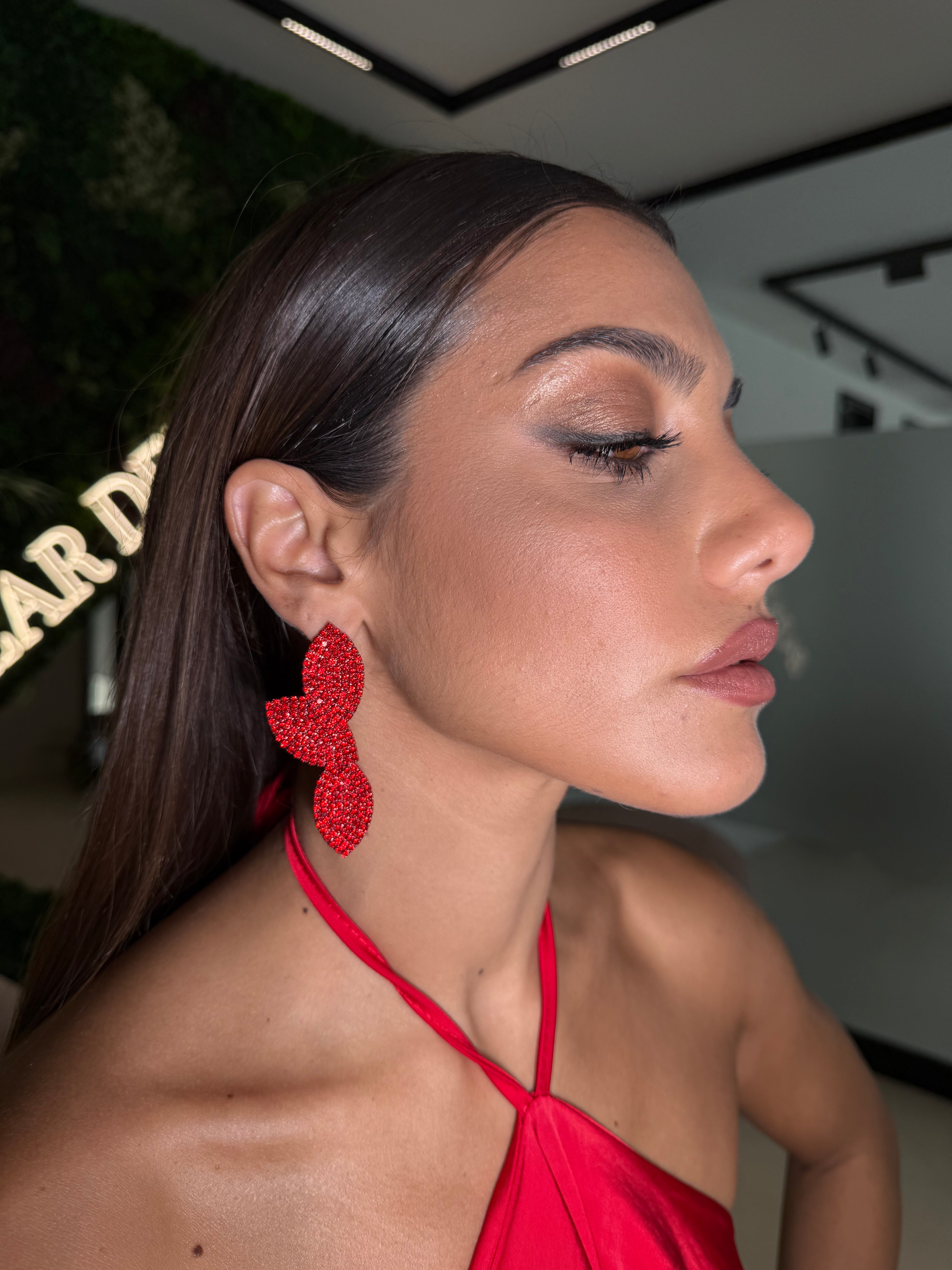 Orecchini foglia strass