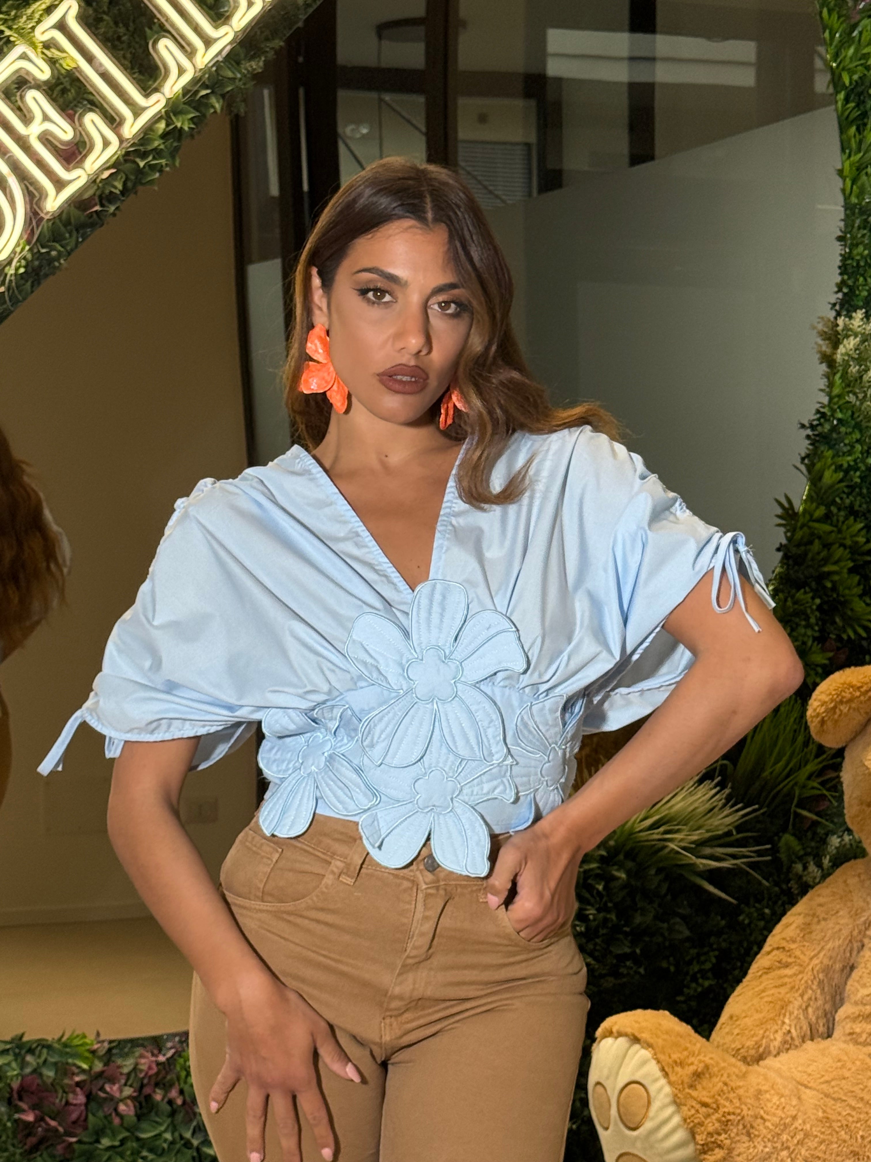 Camicia crop fiore