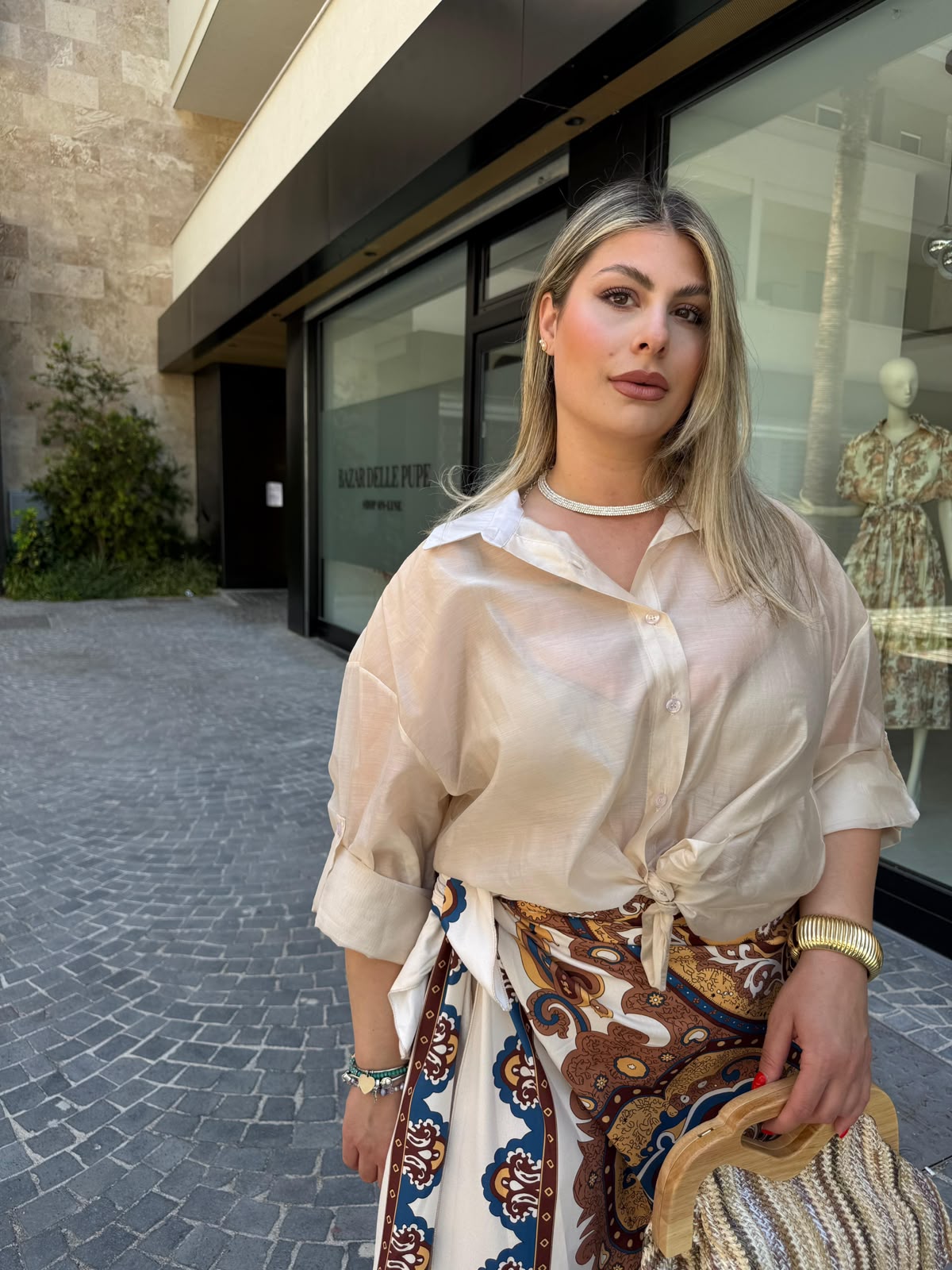 Camicia velata beige