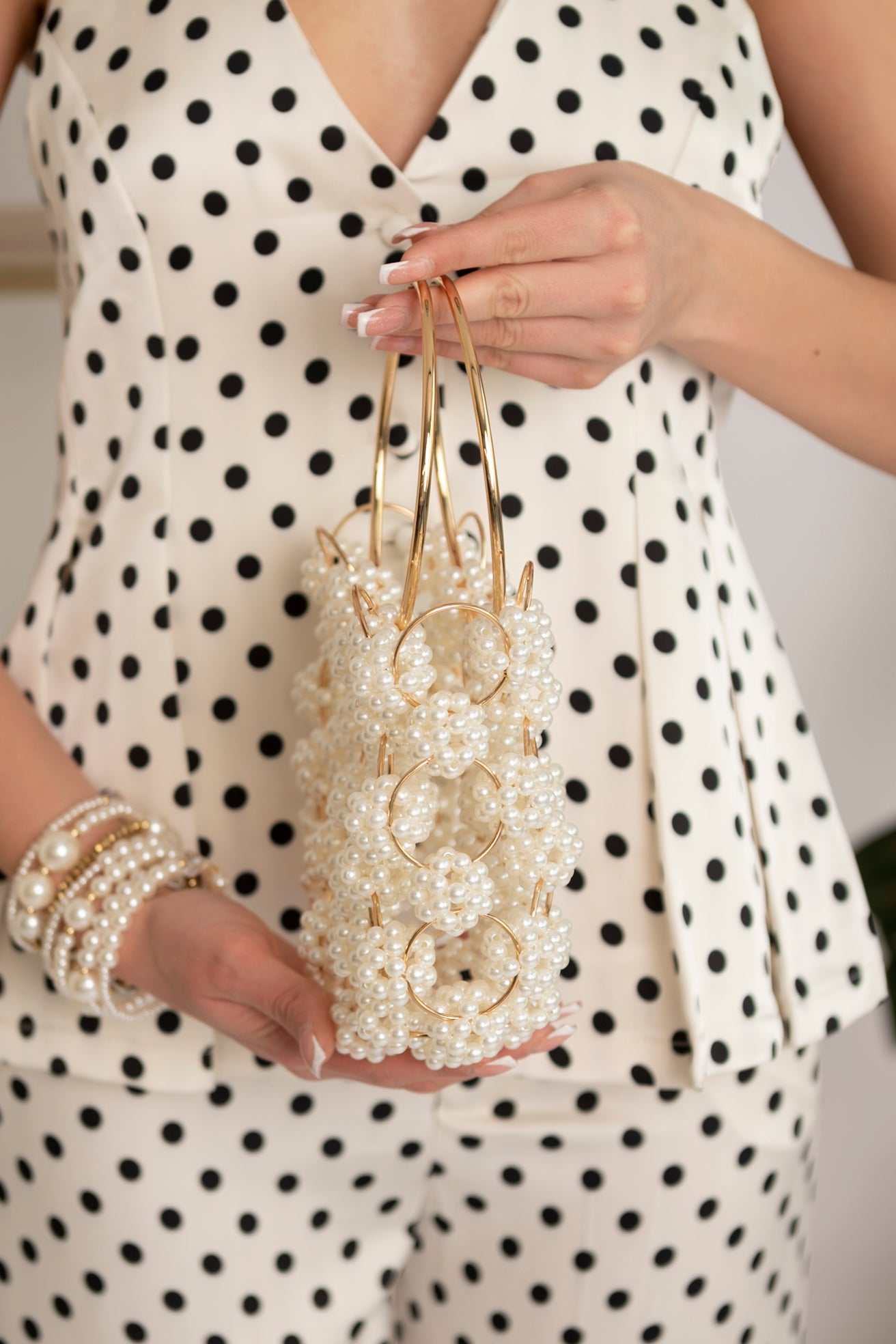 Borsa fiori perle