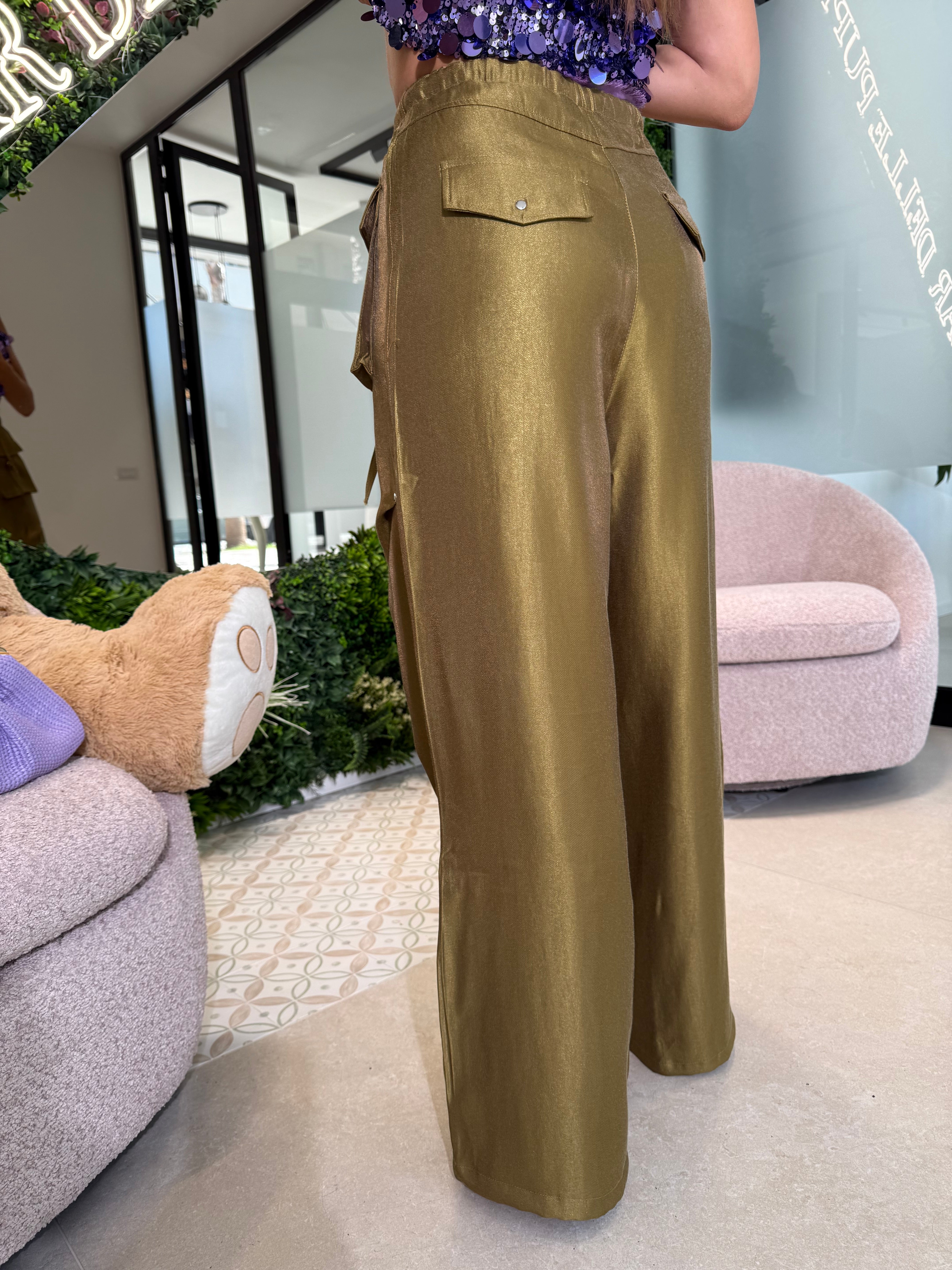 Pantalone satinato cargo