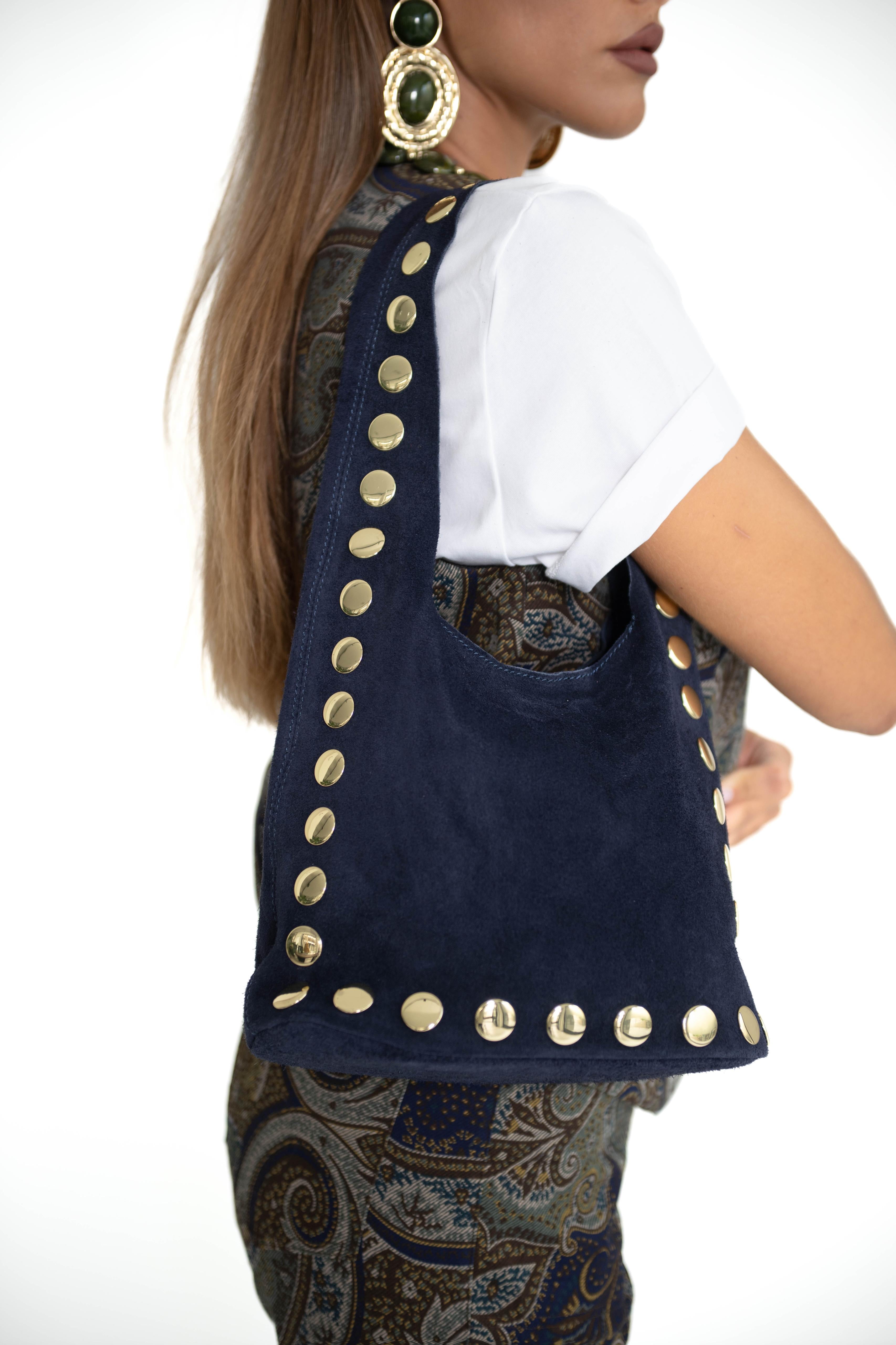 Borsa secchiello bottoni gold