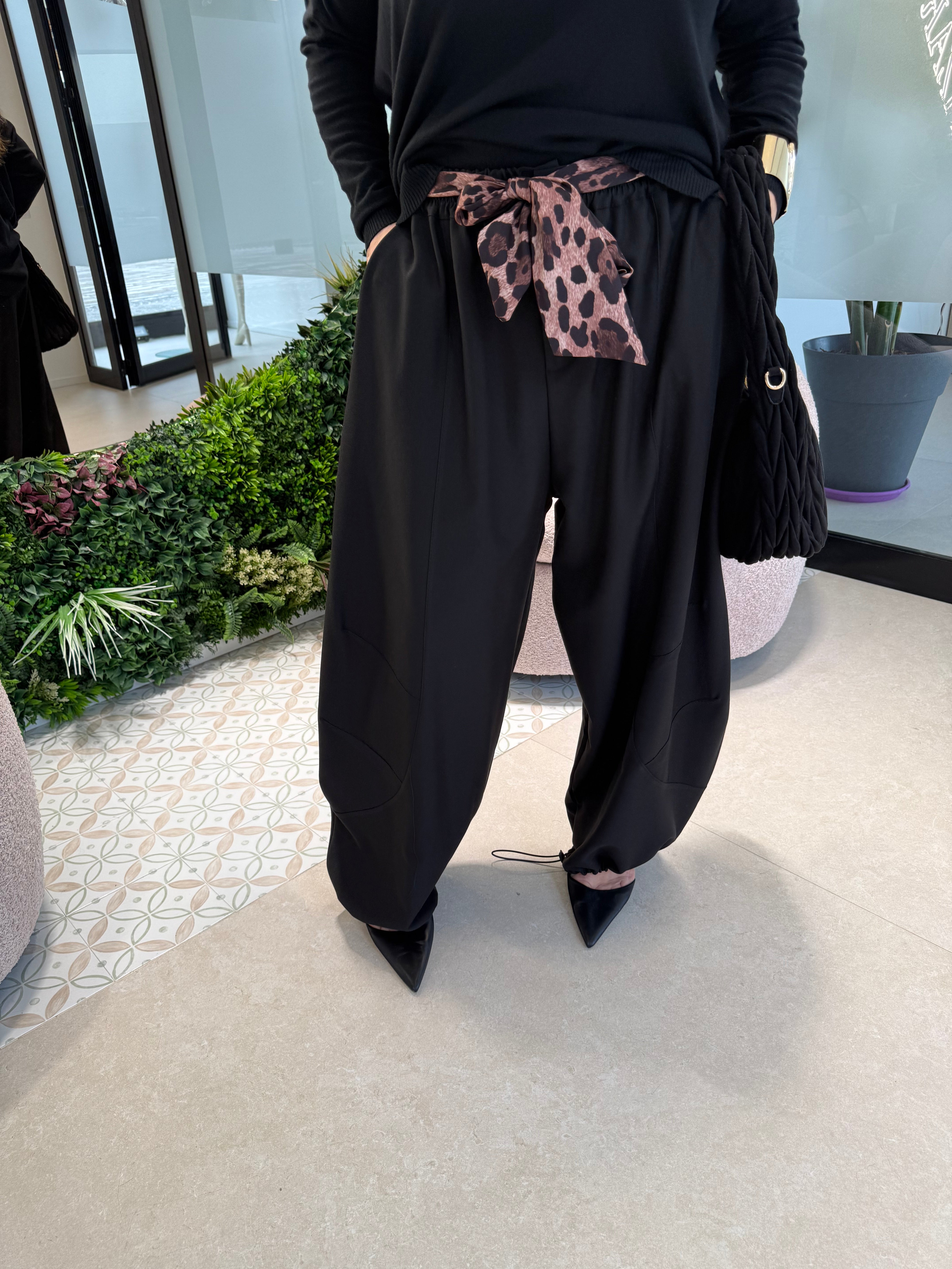 Pantalone ballon con laccio animalier curvy