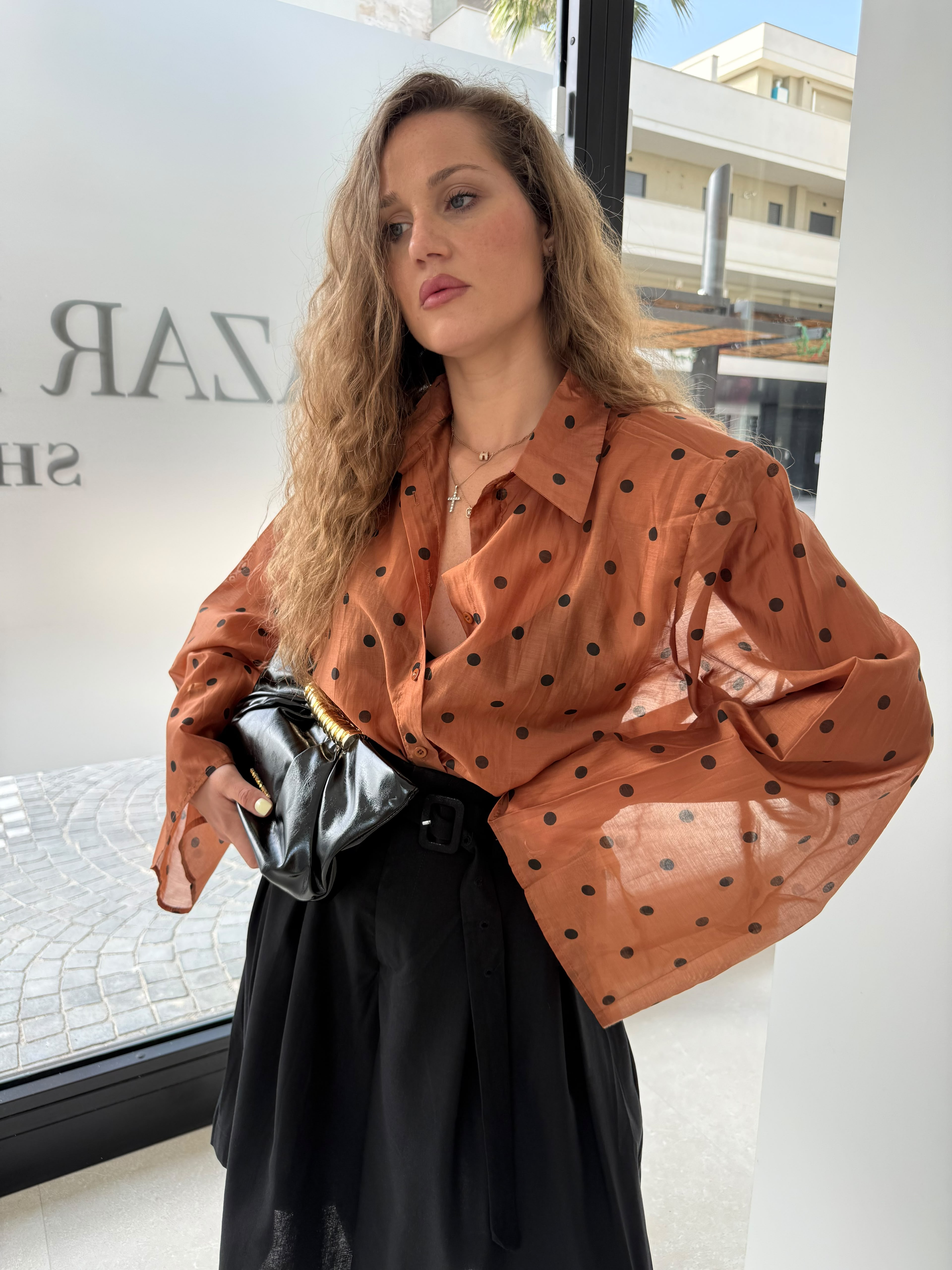 Camicia velata manica larga pois