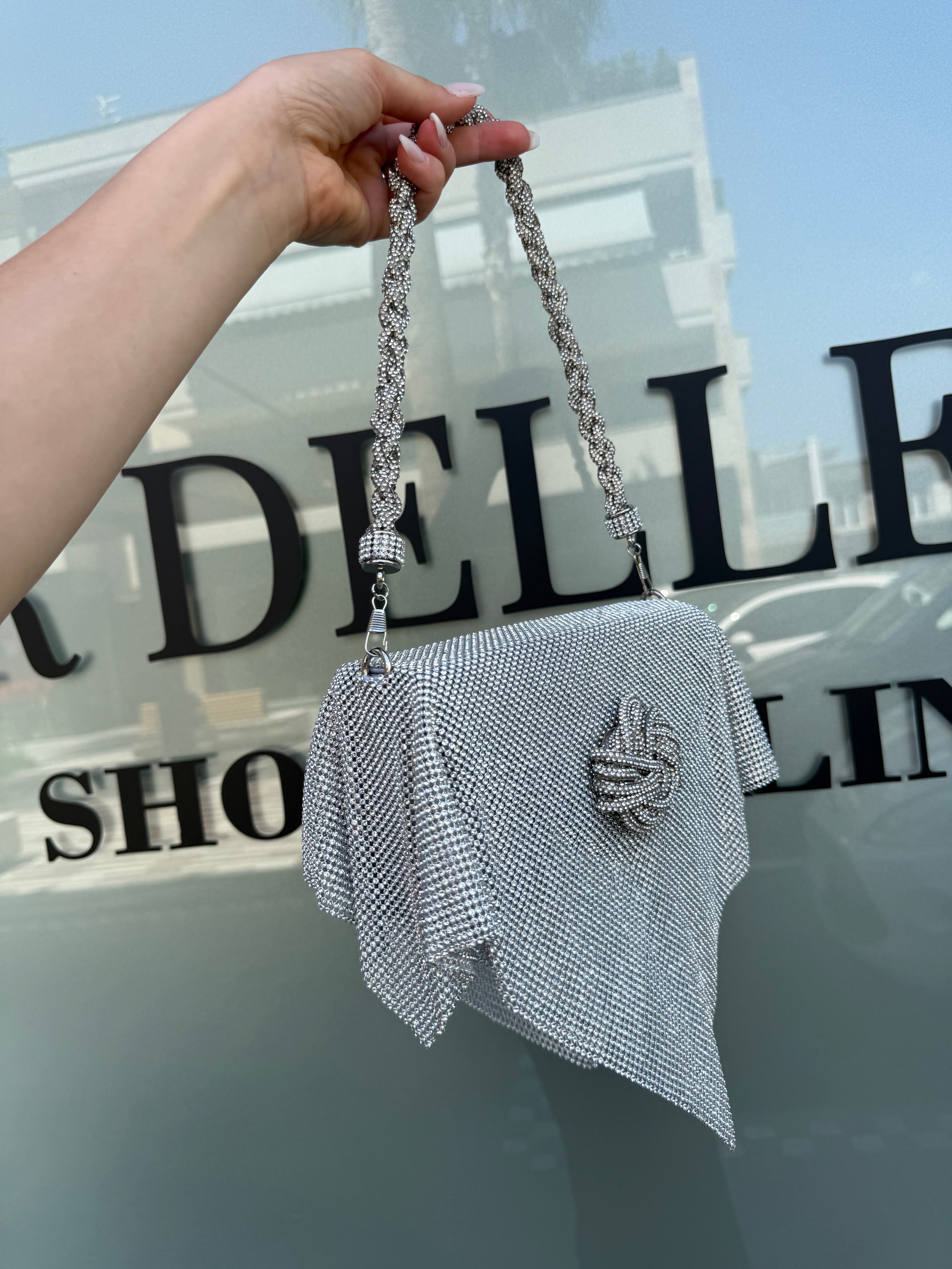 Pochette rete silver