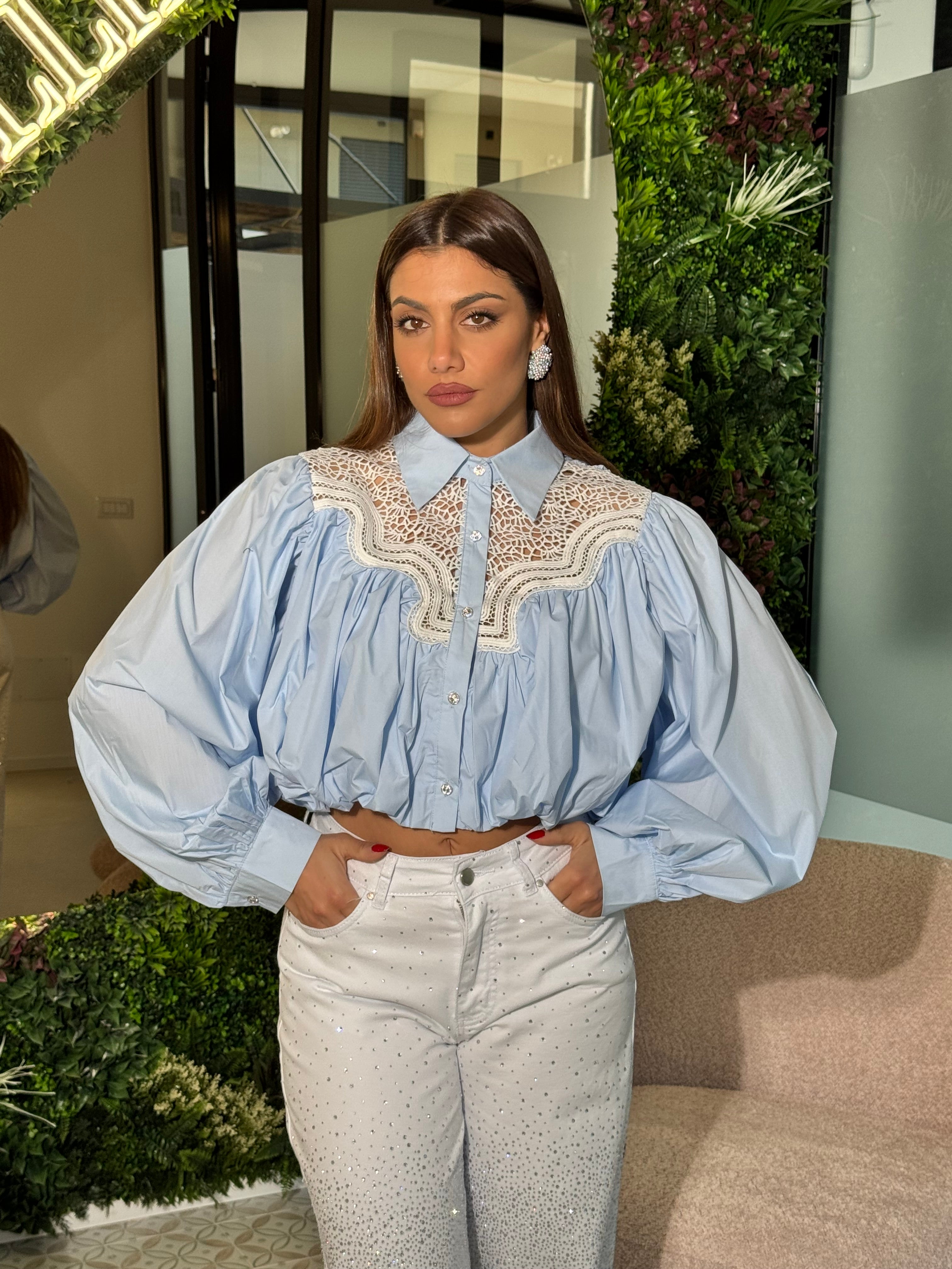 Camicia palloncino con ricami