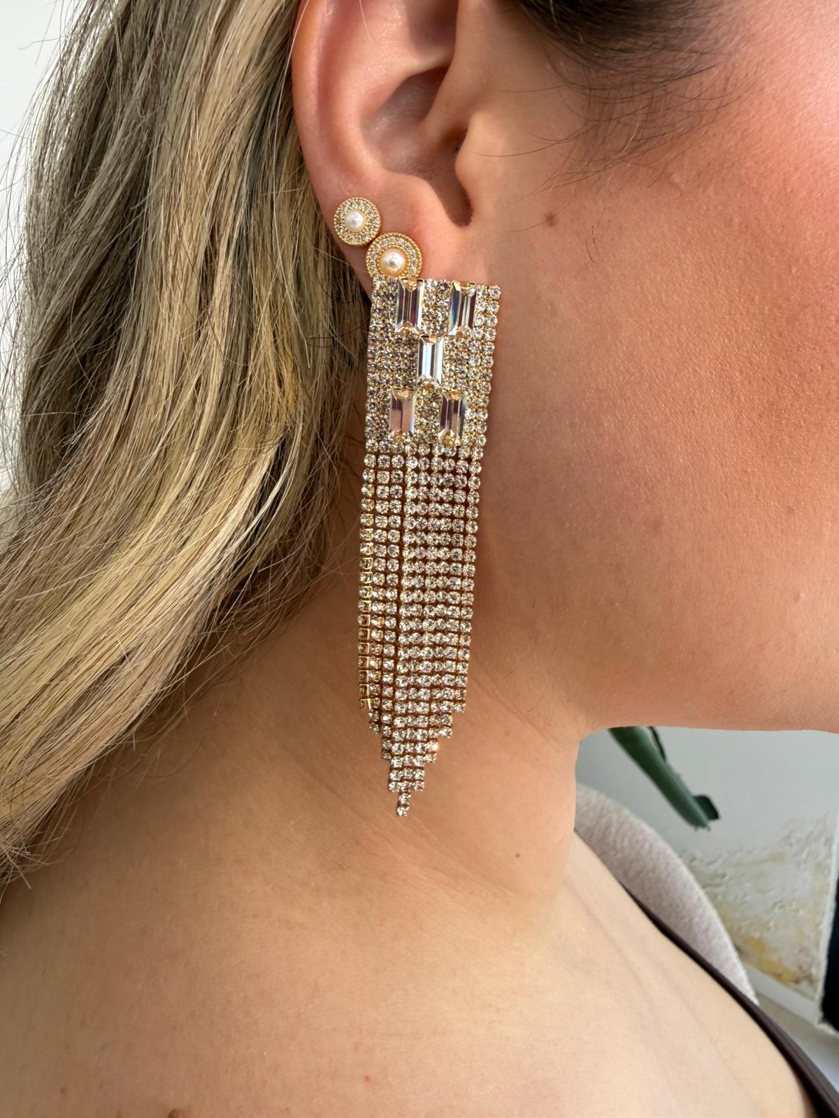 Orecchini rettangolari strass