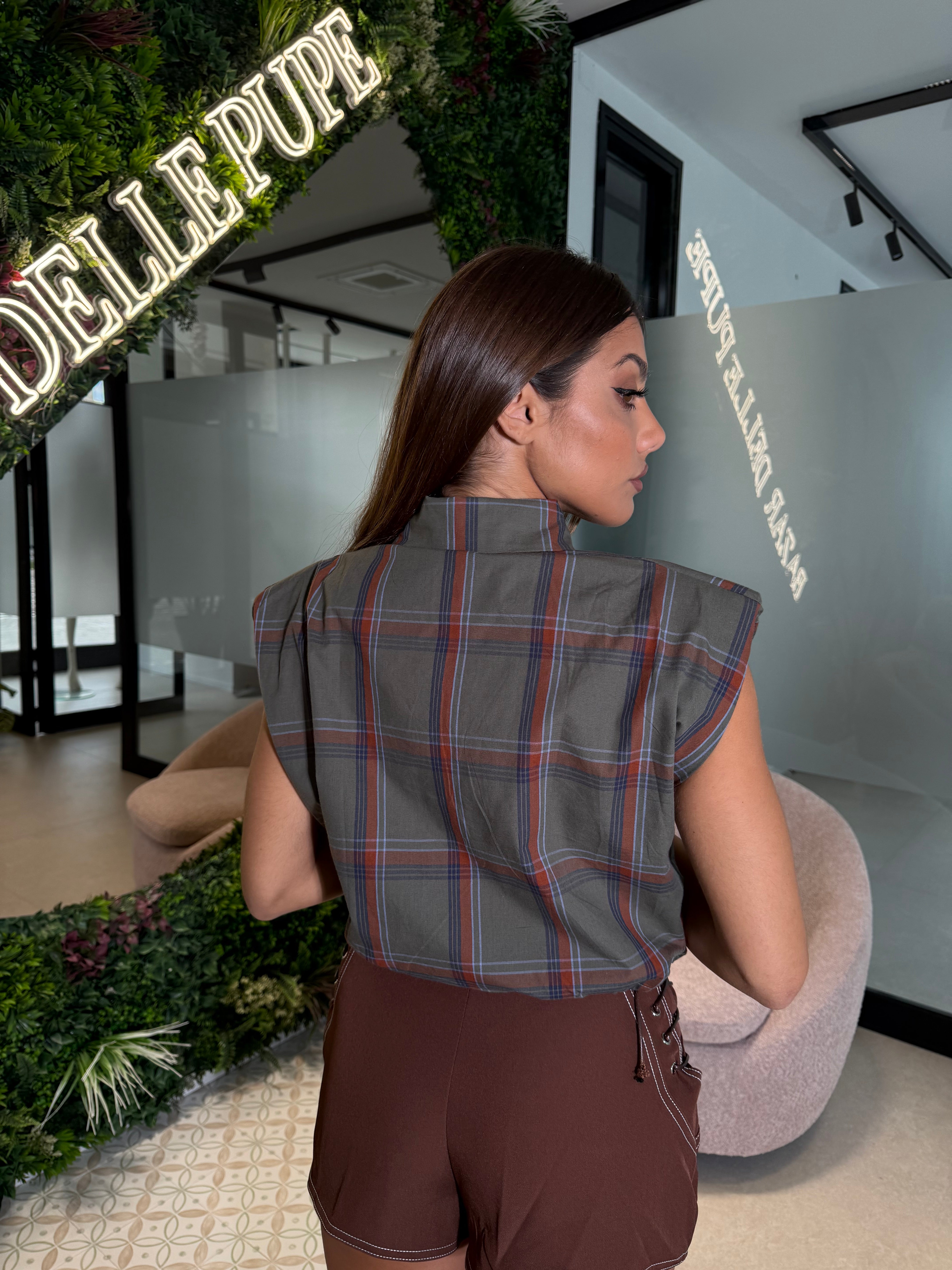 Camicia crop quadri
