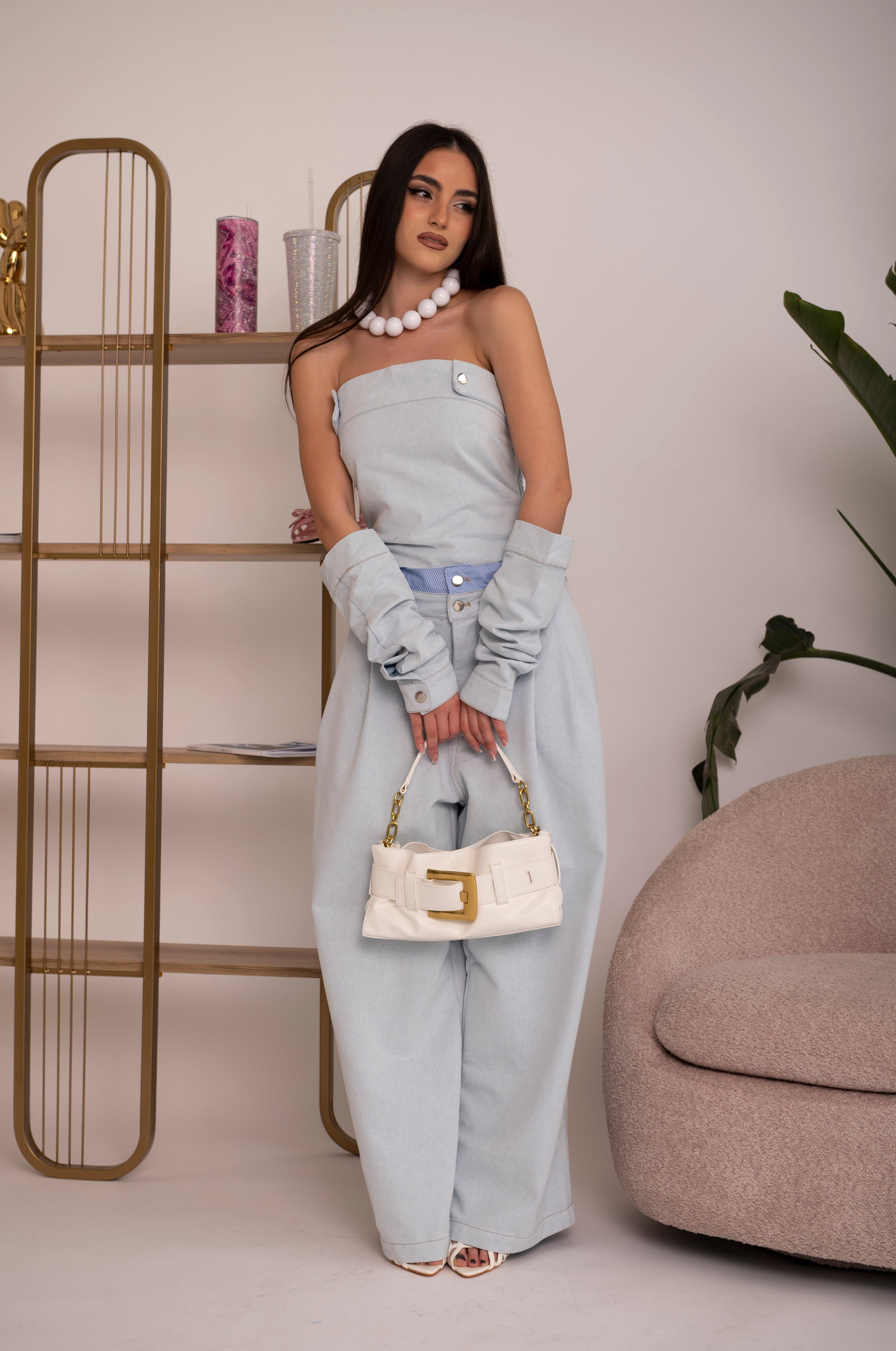 Cordset top e jeans con manicotti