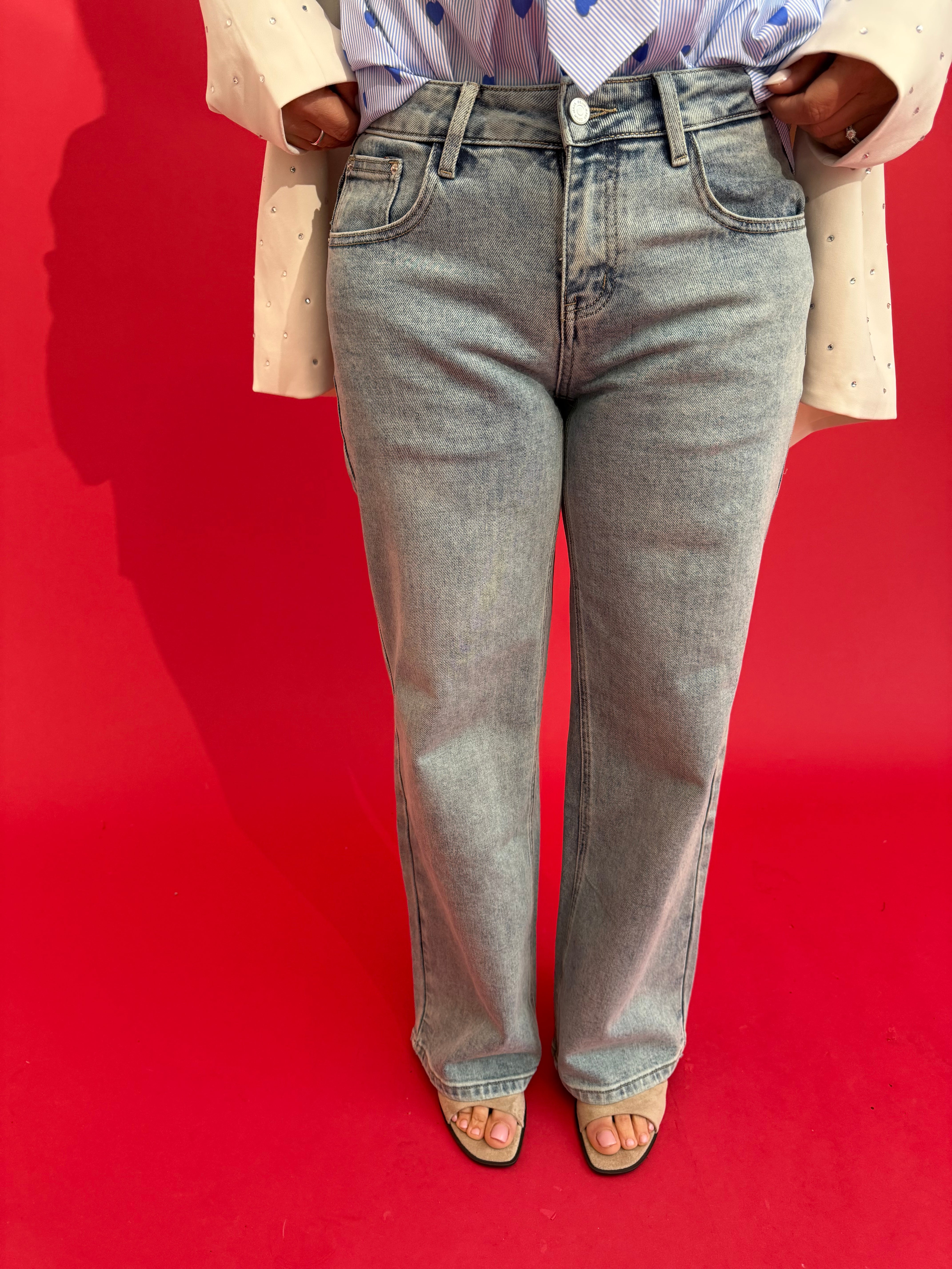 Jeans con tasca strass rosa curvy