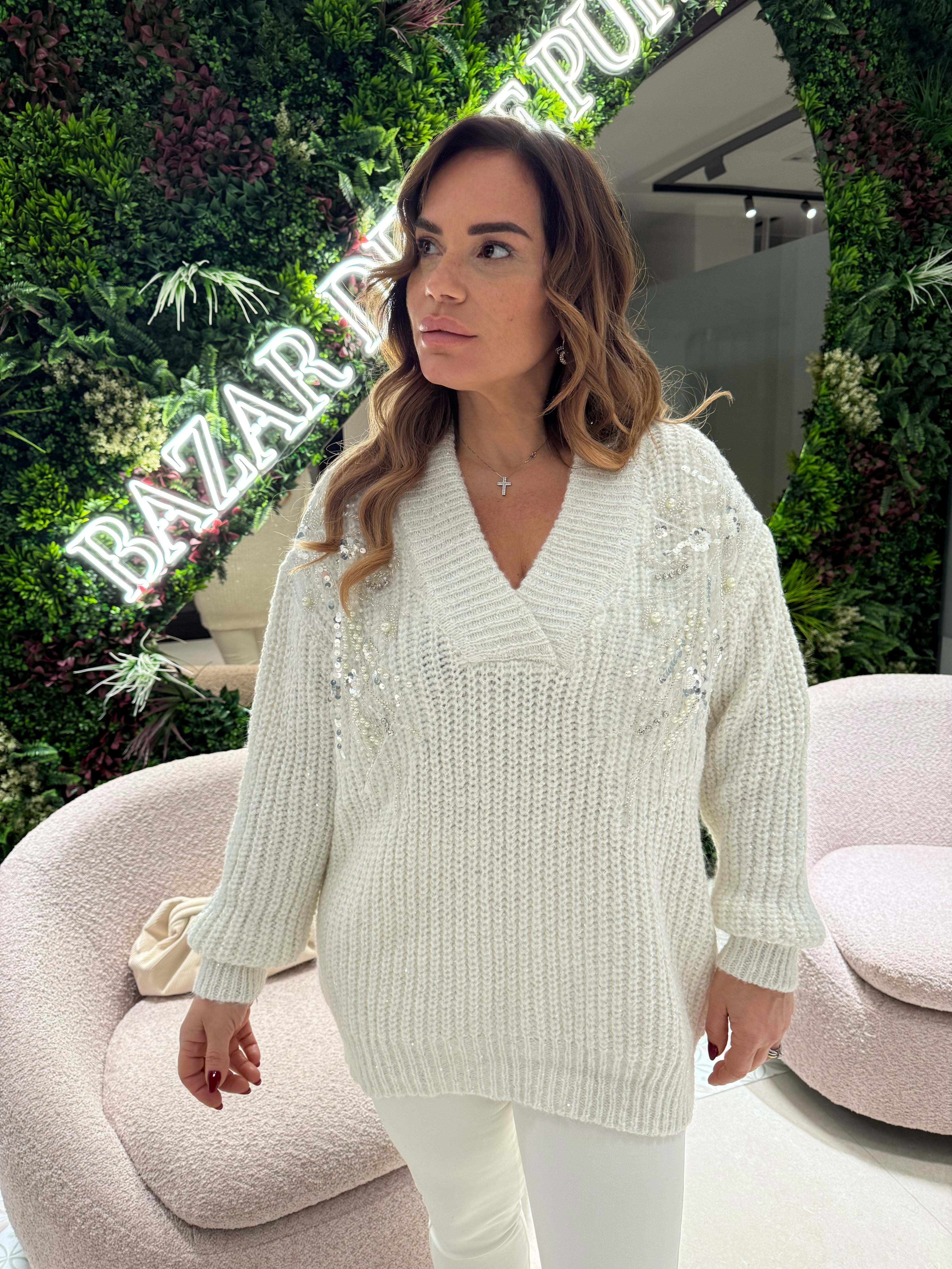 Maxi pull paillettes