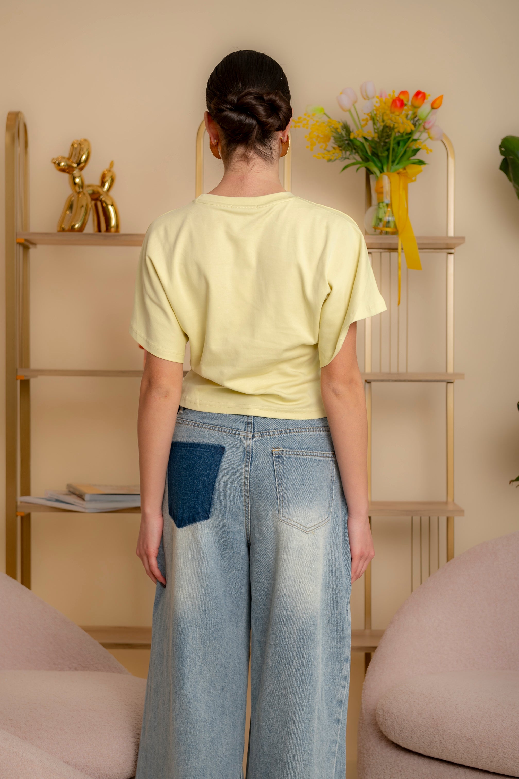 T-shirt crop yellow