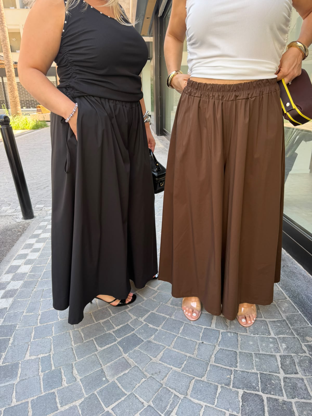 Pantalone effetto gonna in cotone curvy
