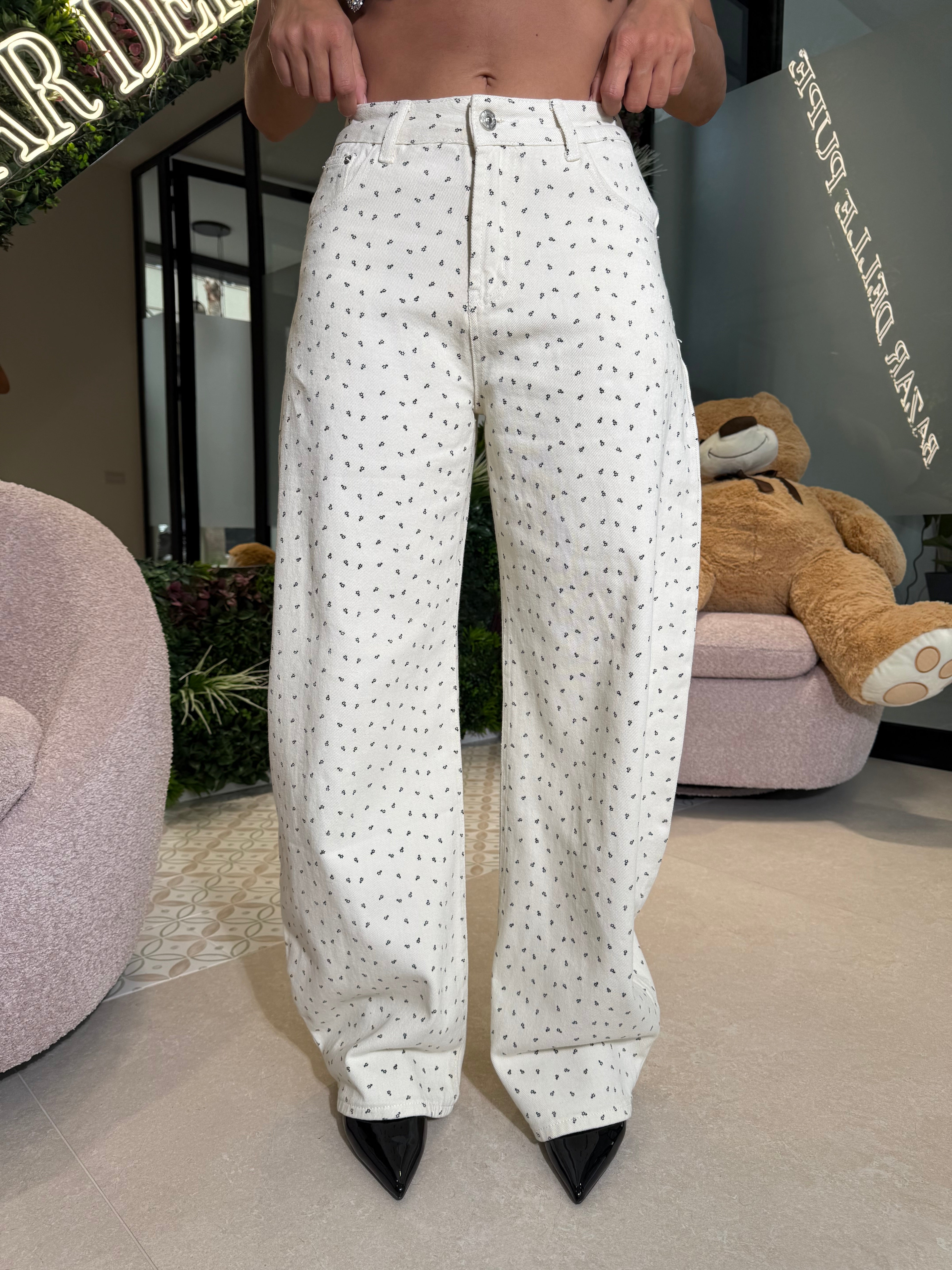 Jeans ballon microfiori