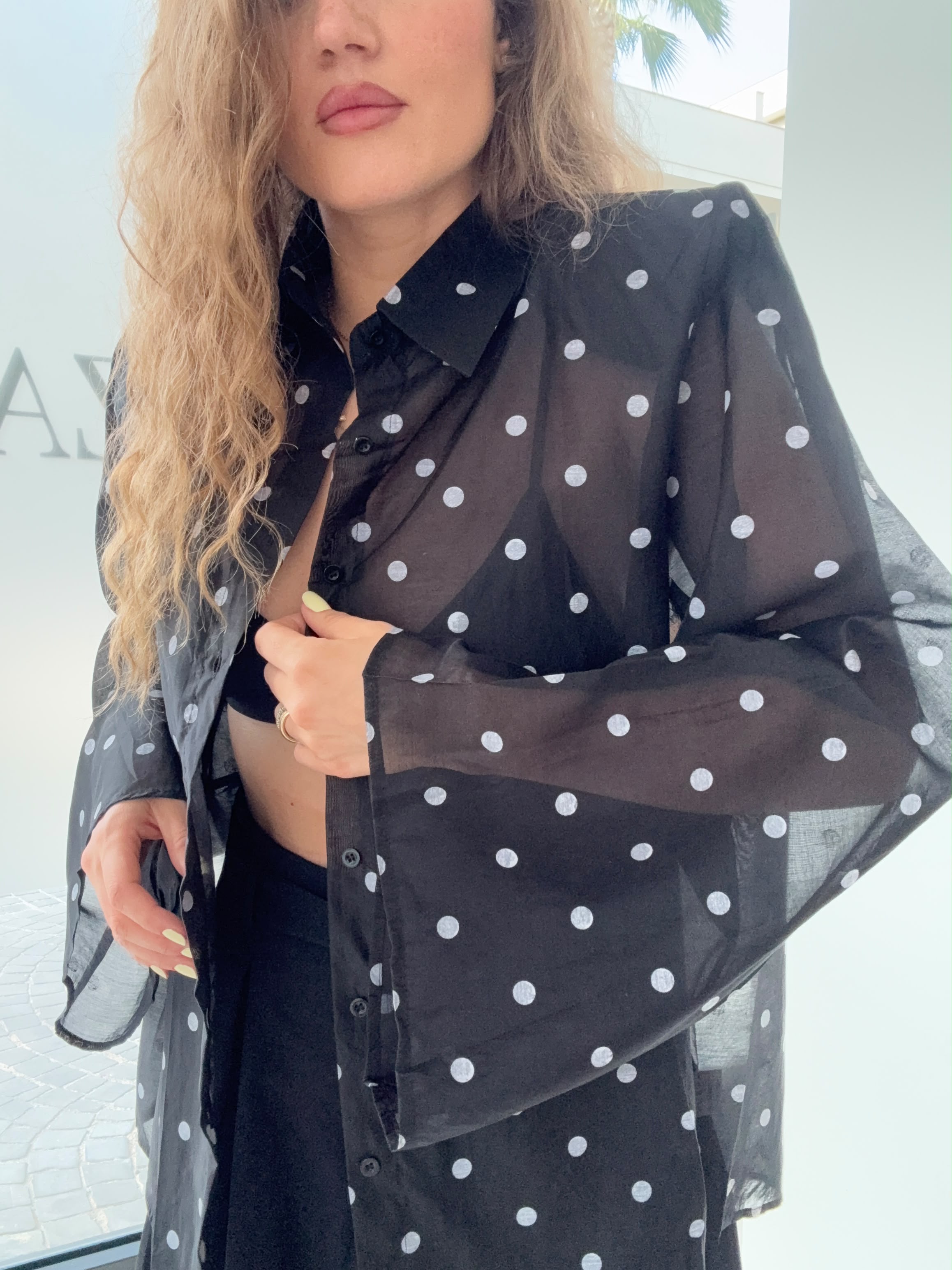 Camicia velata manica larga pois