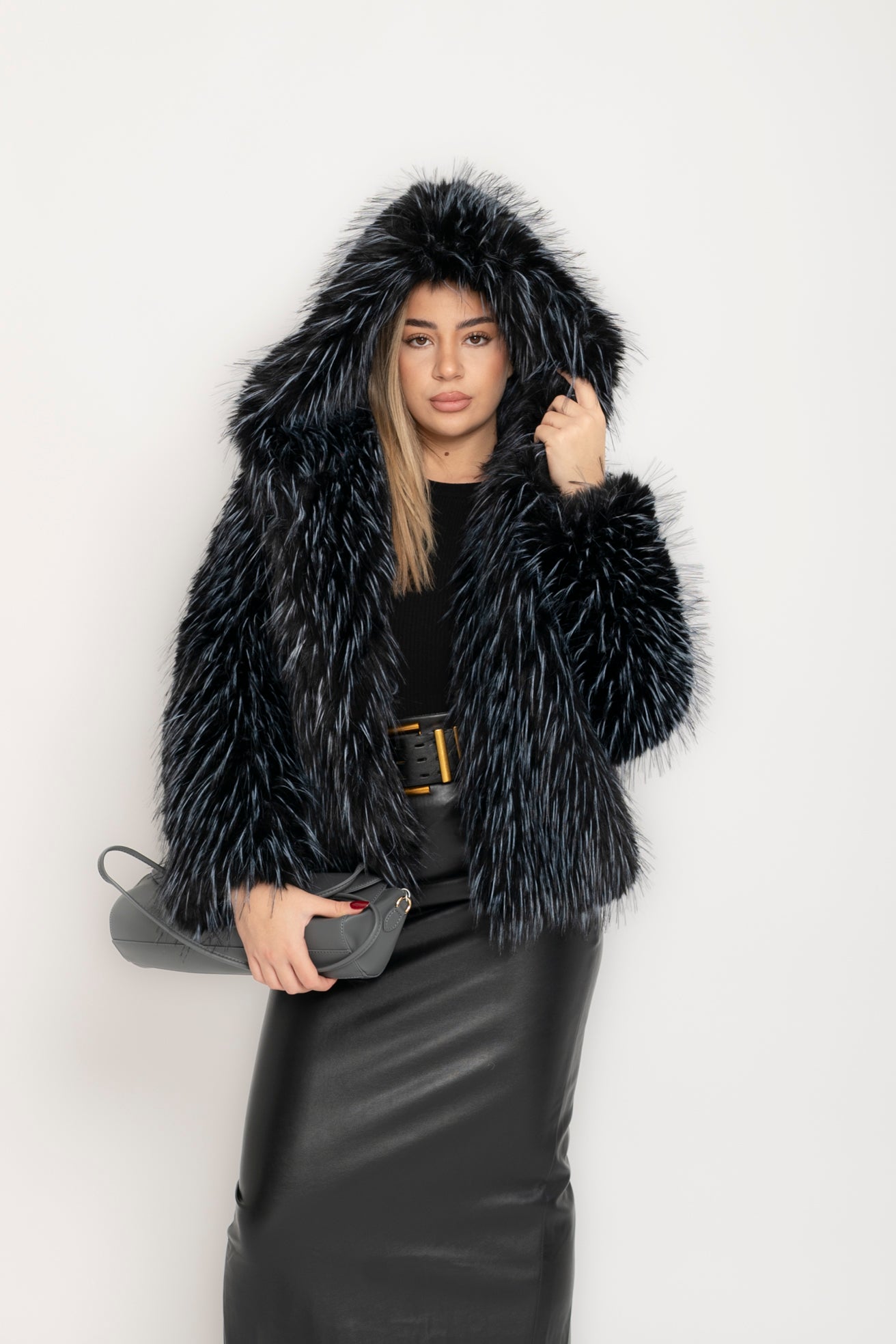 Pelliccia con dettagli Blu