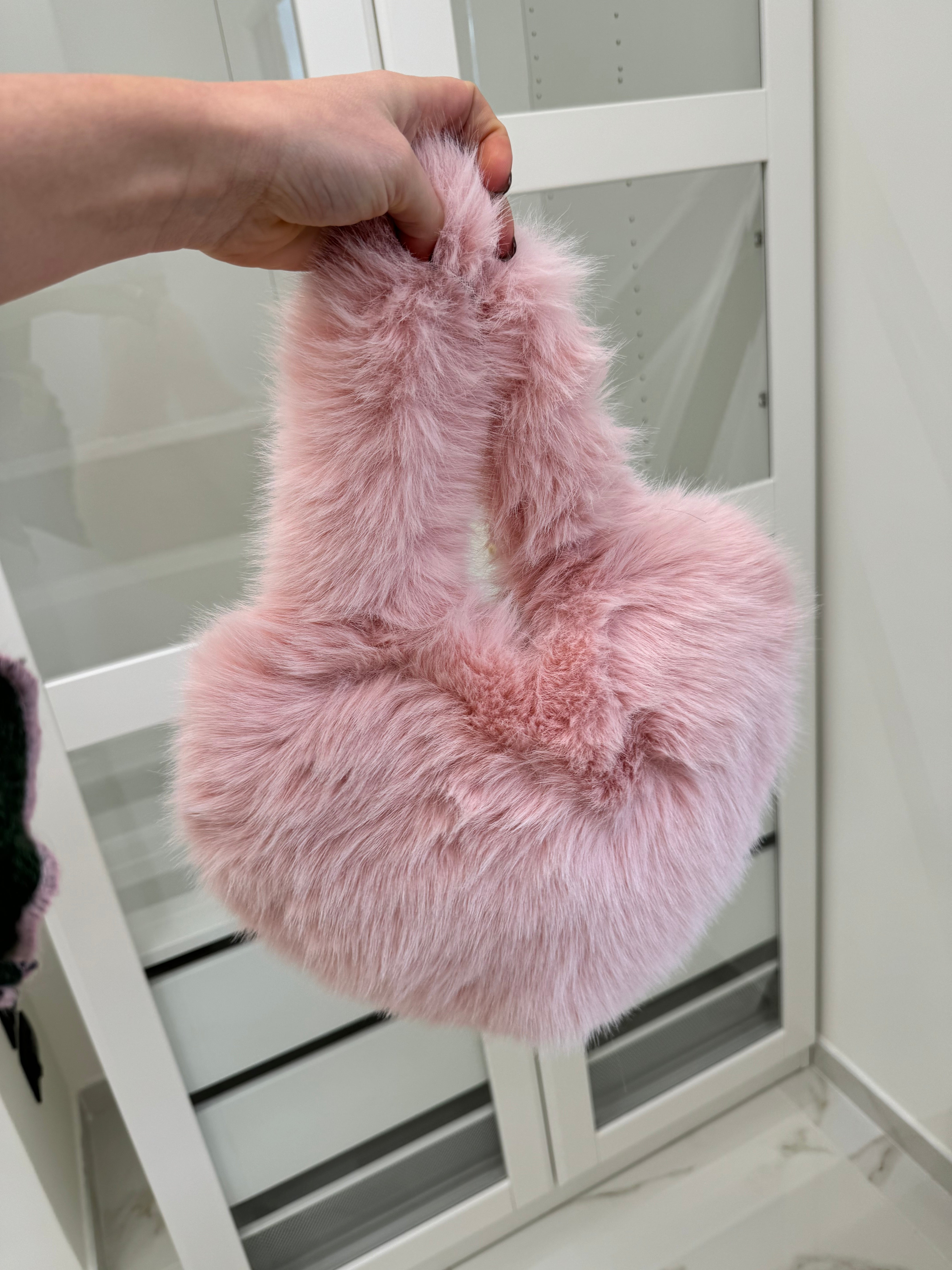 Borsa cuore pelliccia