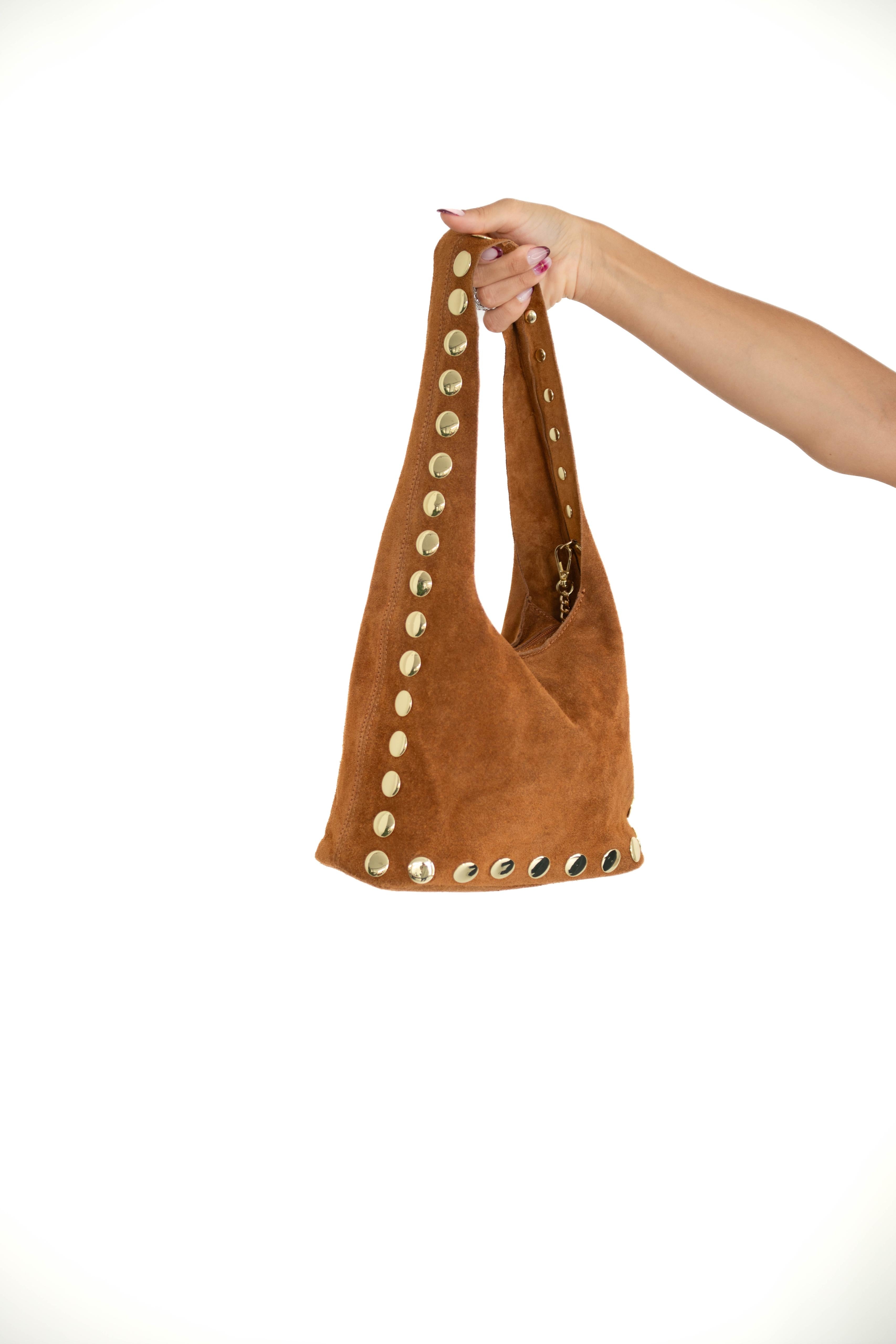 Borsa secchiello bottoni gold