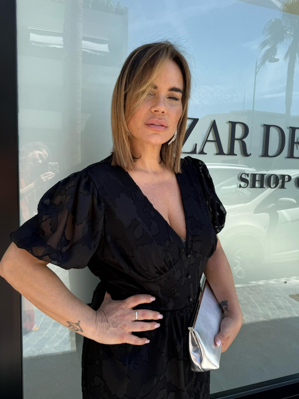 Abito midi curvy fantasia tono su tono