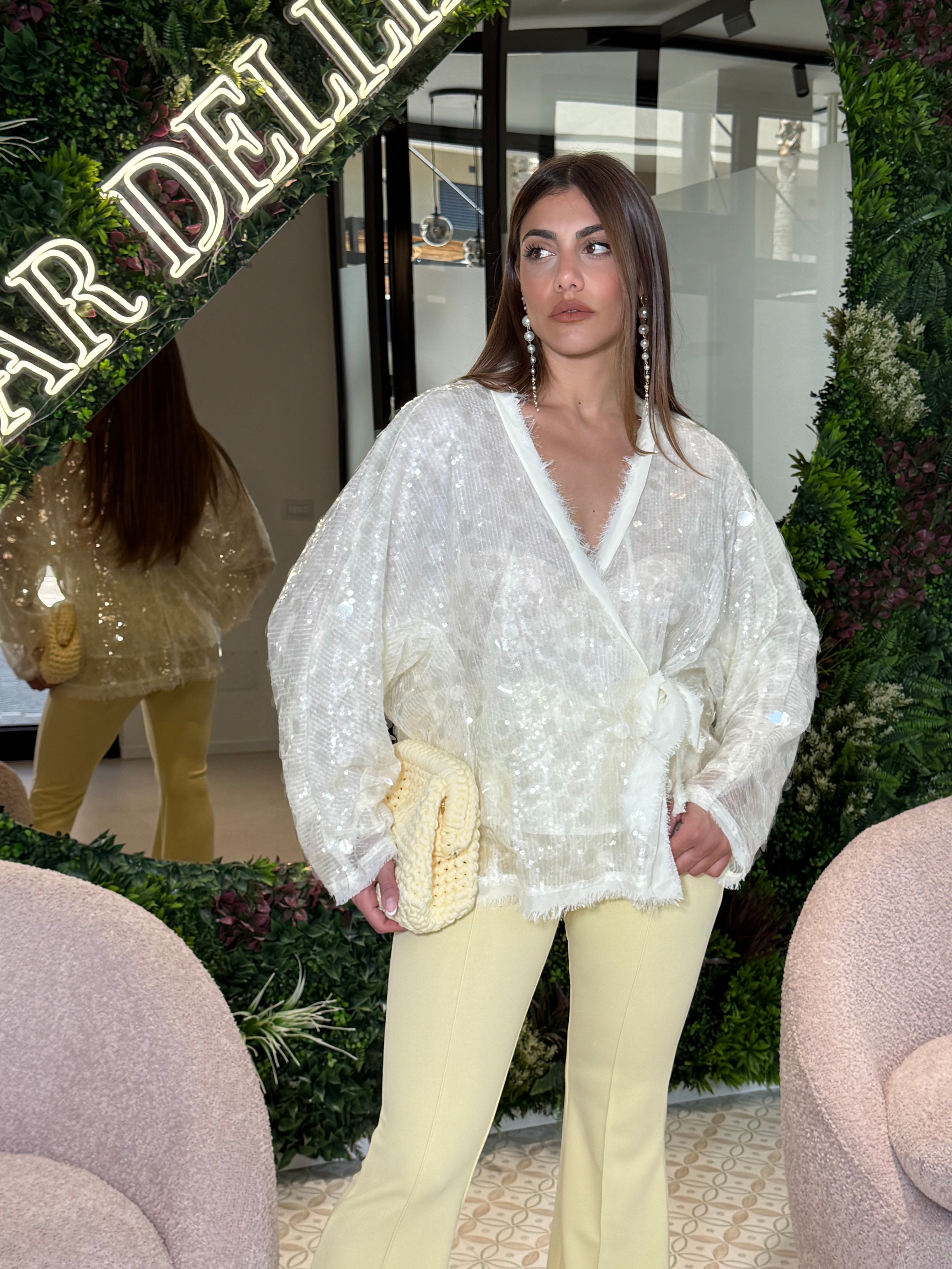 Camicia incrocio con paillettes