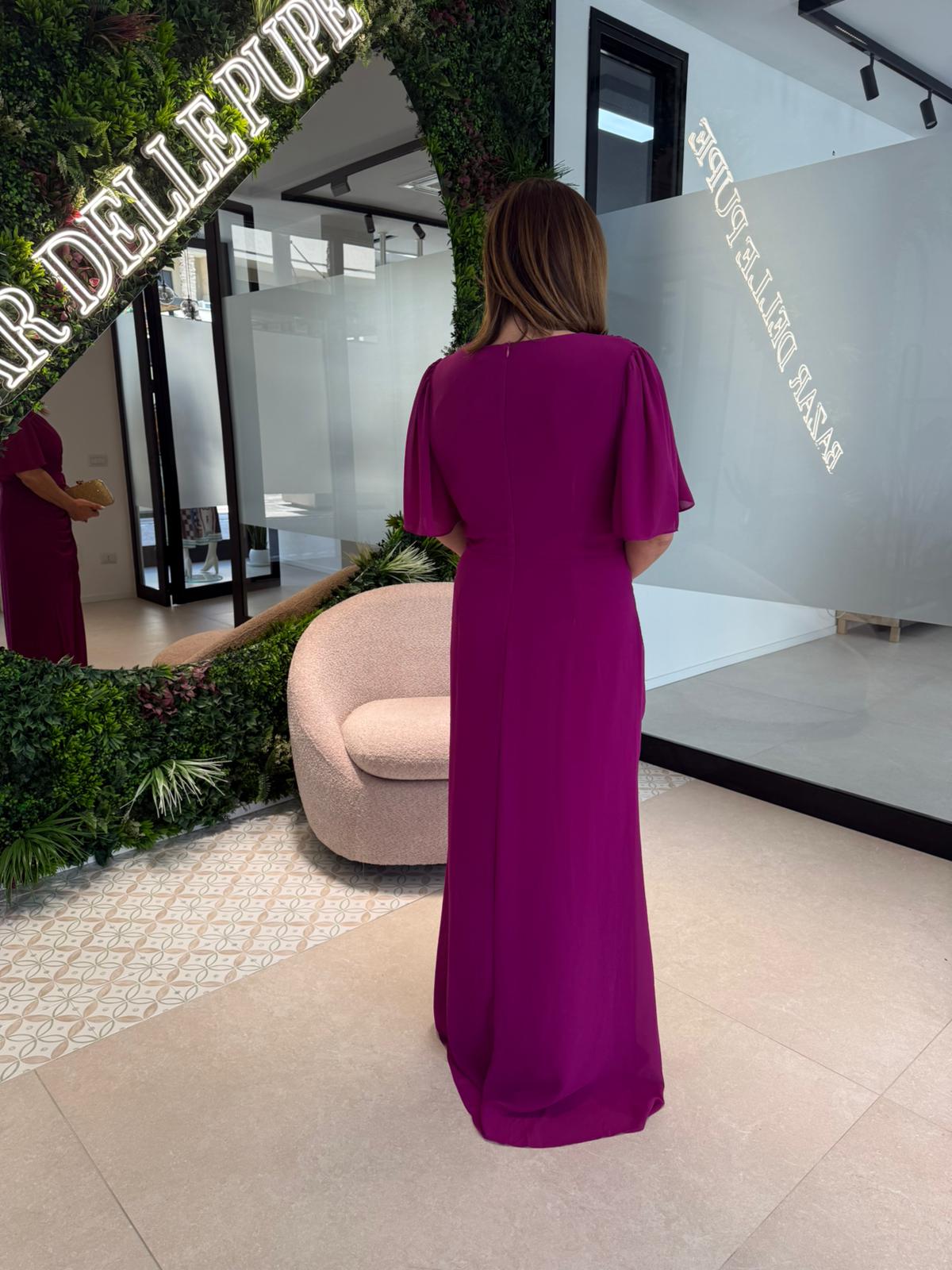 Abito cerimonia con drappeggio curvy