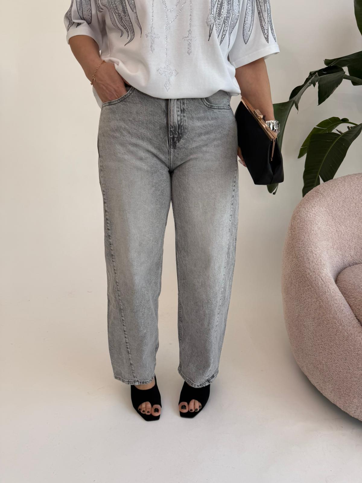 Jeans ballon grigio curvy