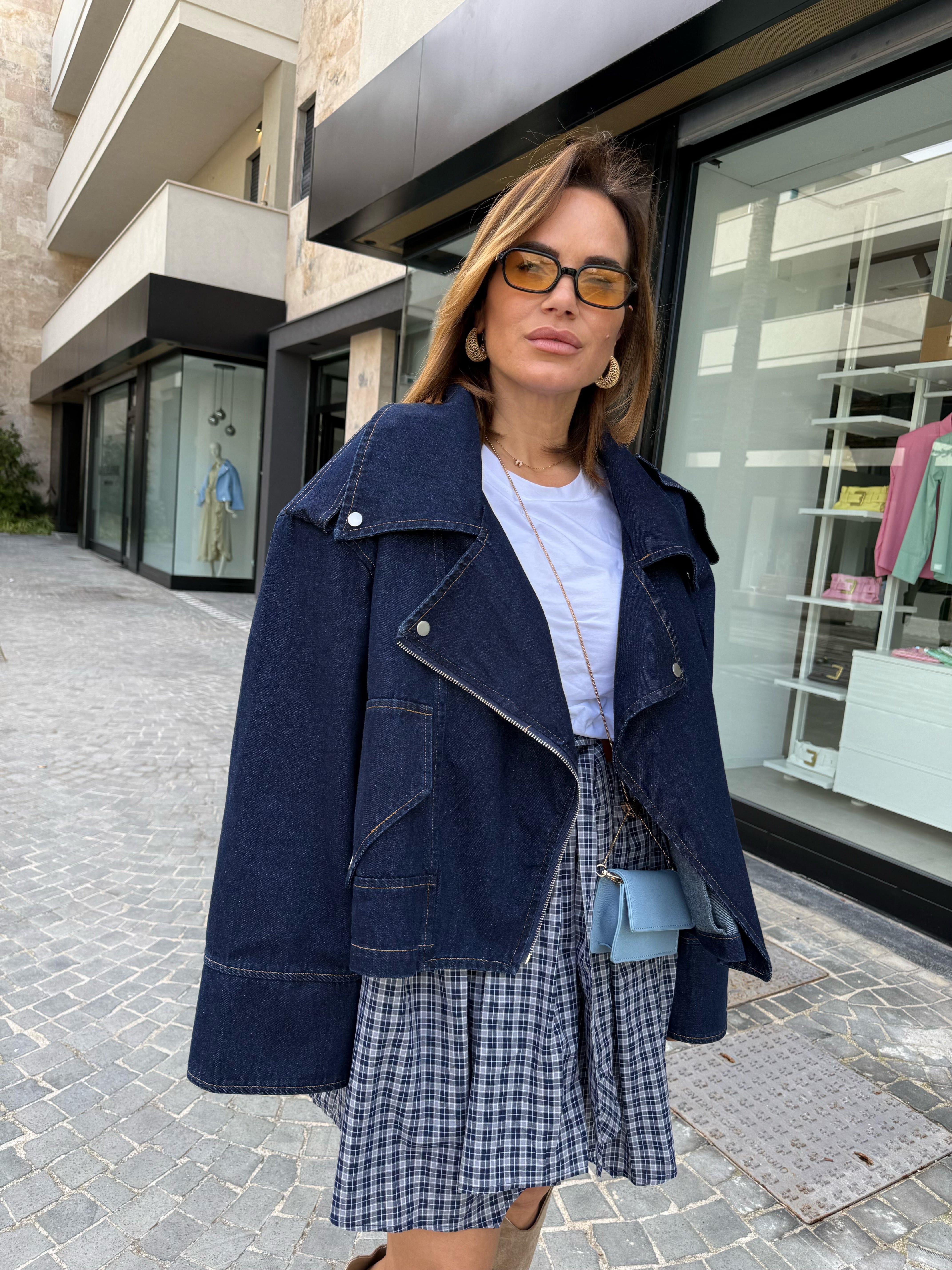 Chiodo in denim oversize