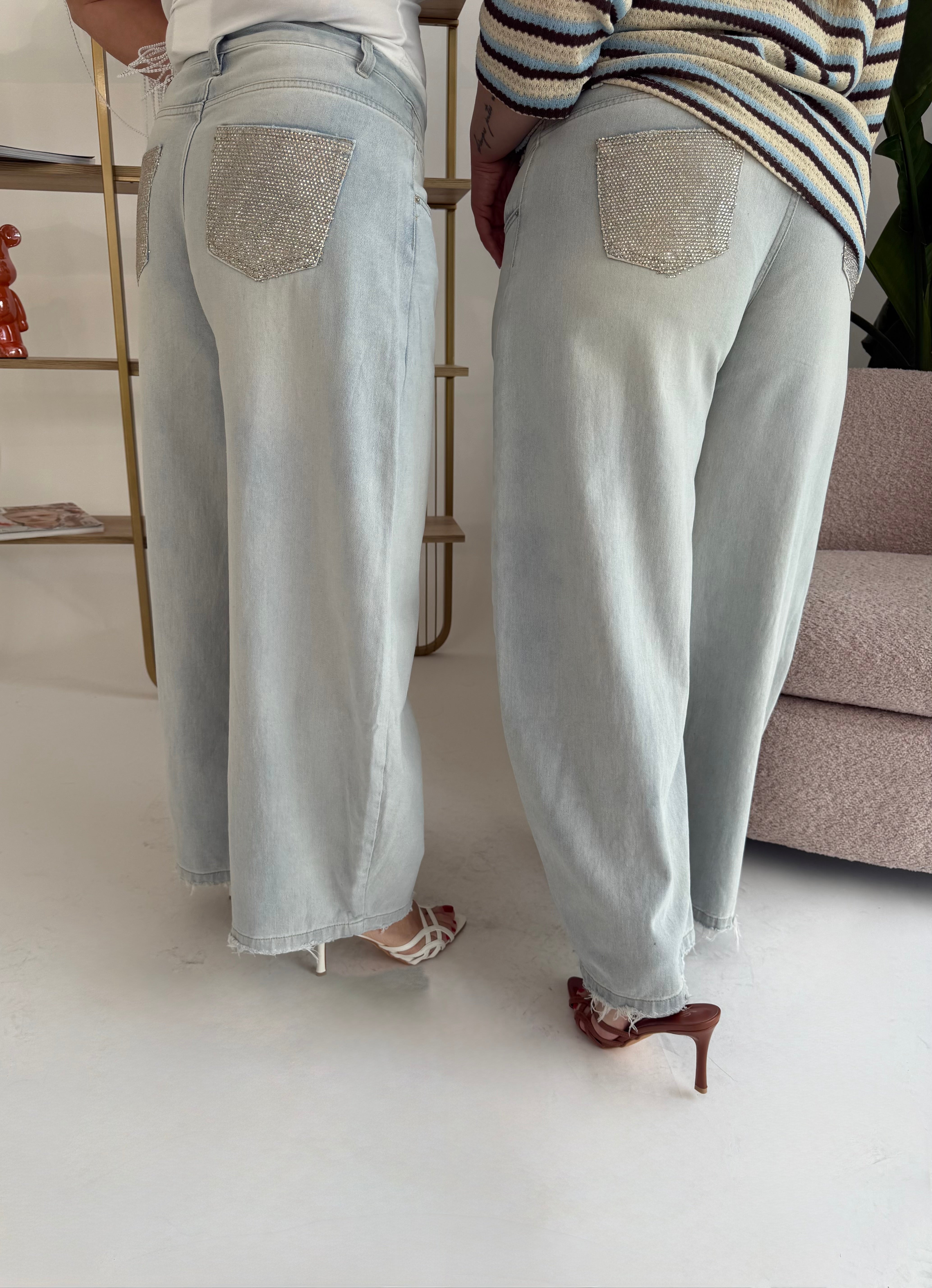 Jeans ballon con tasca oro curvy