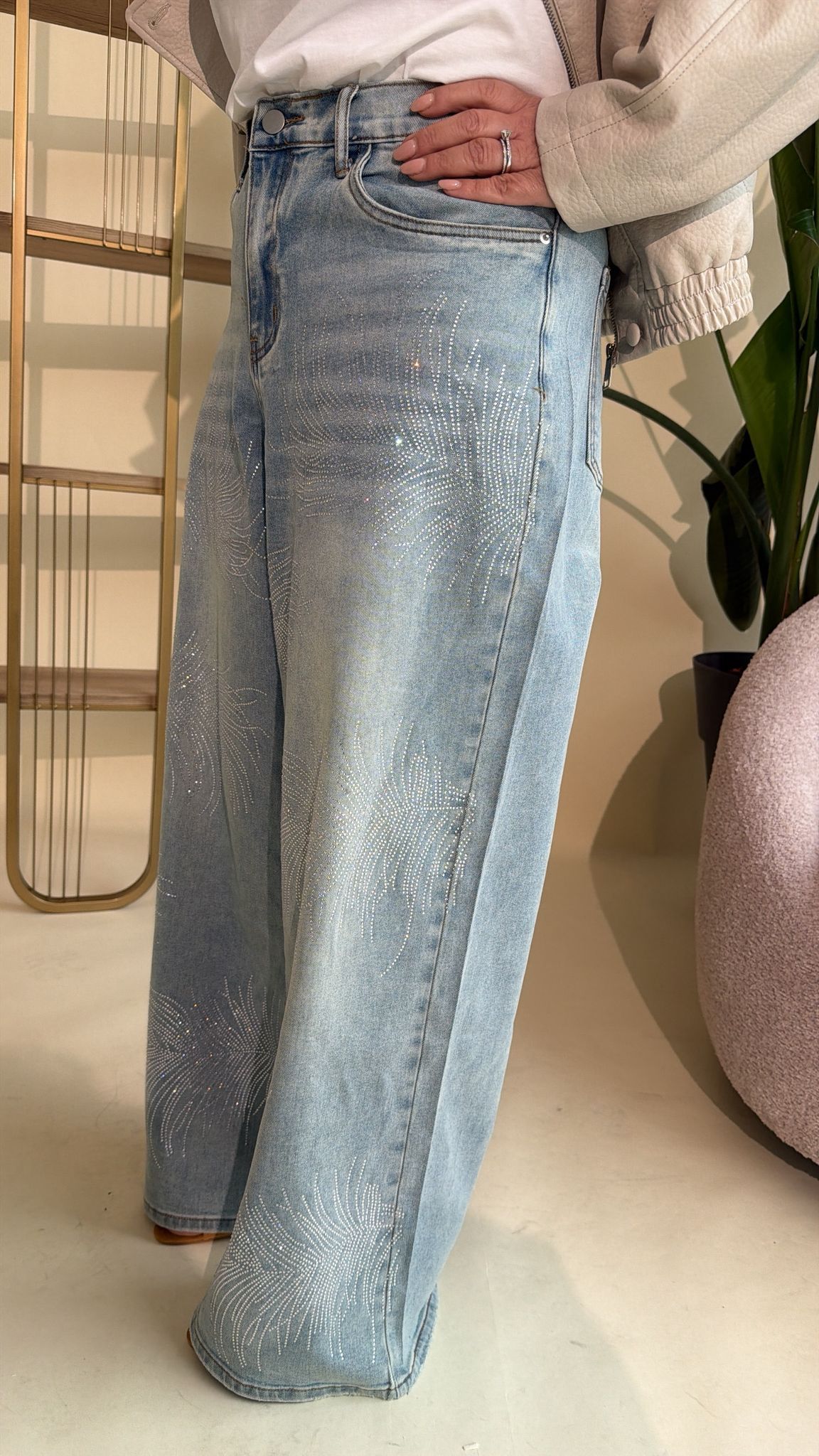 Jeans foglia strass curvy