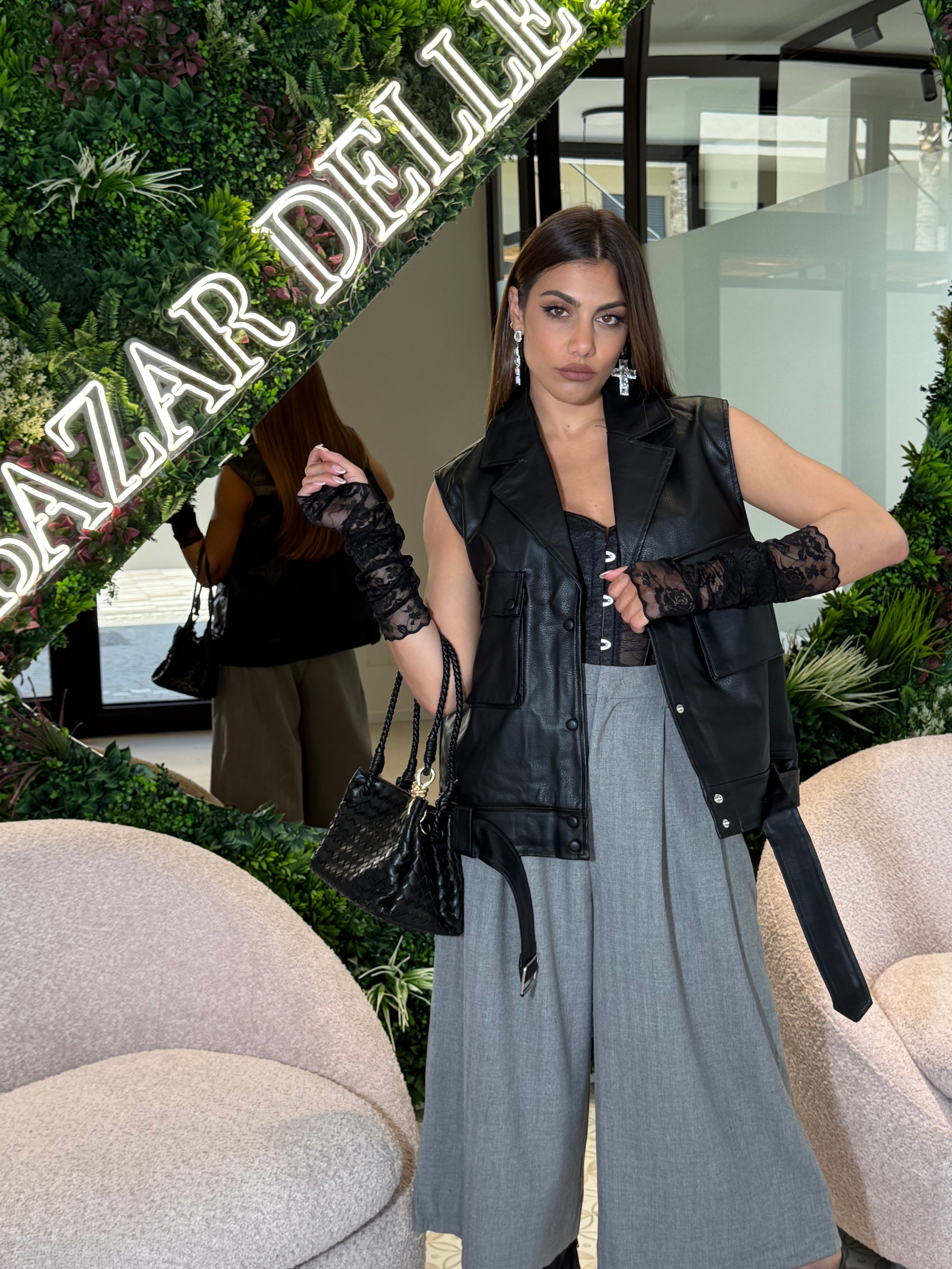 Chiodo gilet ecopelle