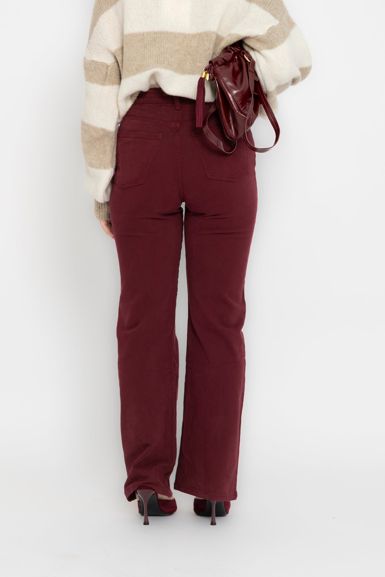 Jeans wide leg bordeaux