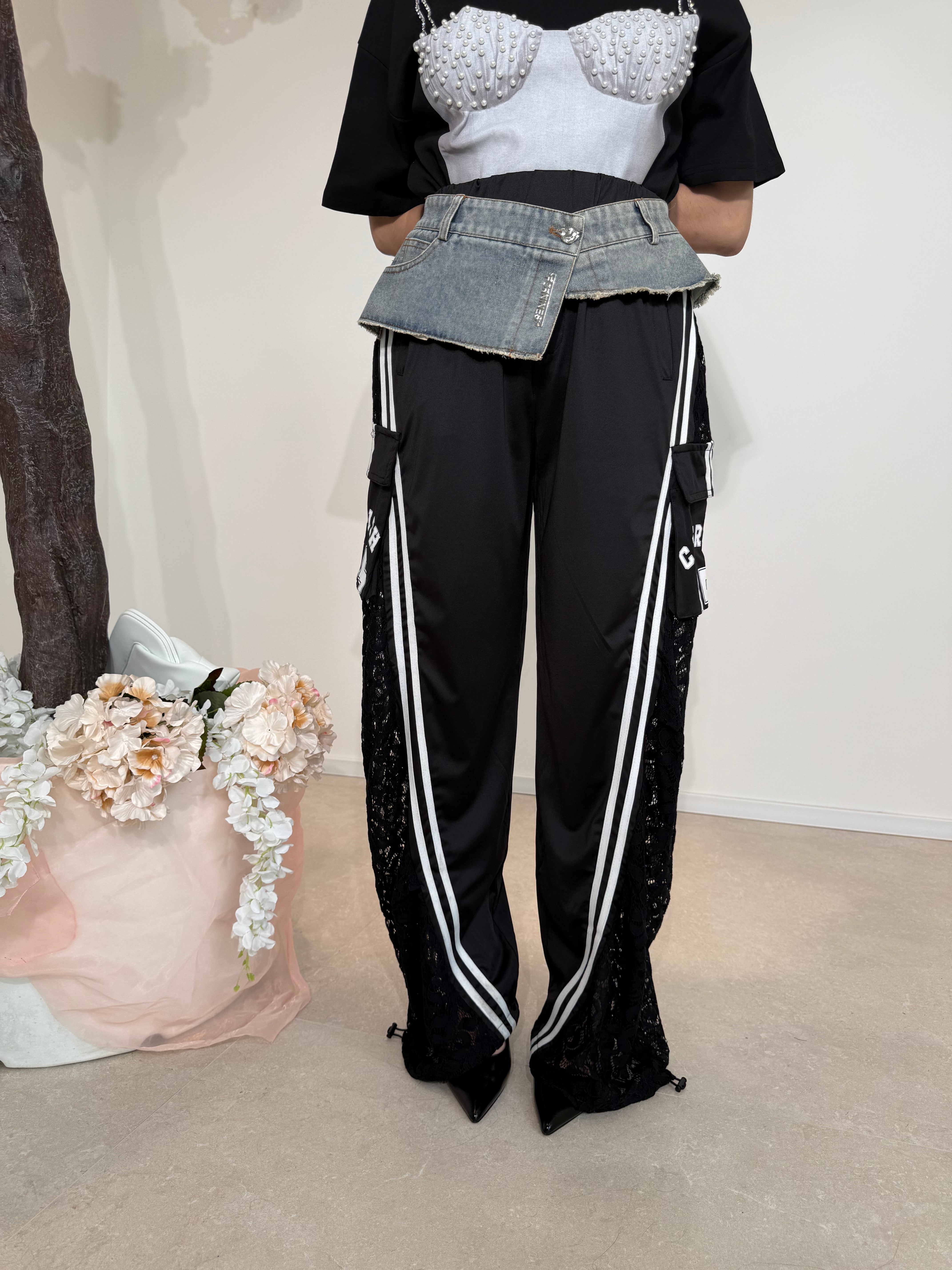 Pantalone con bustino in denim