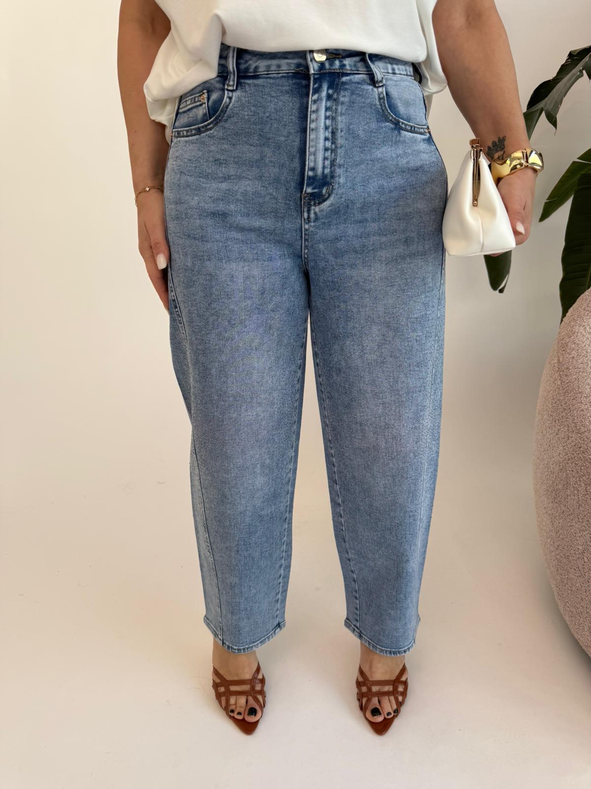 Jeans strass rosa curvy