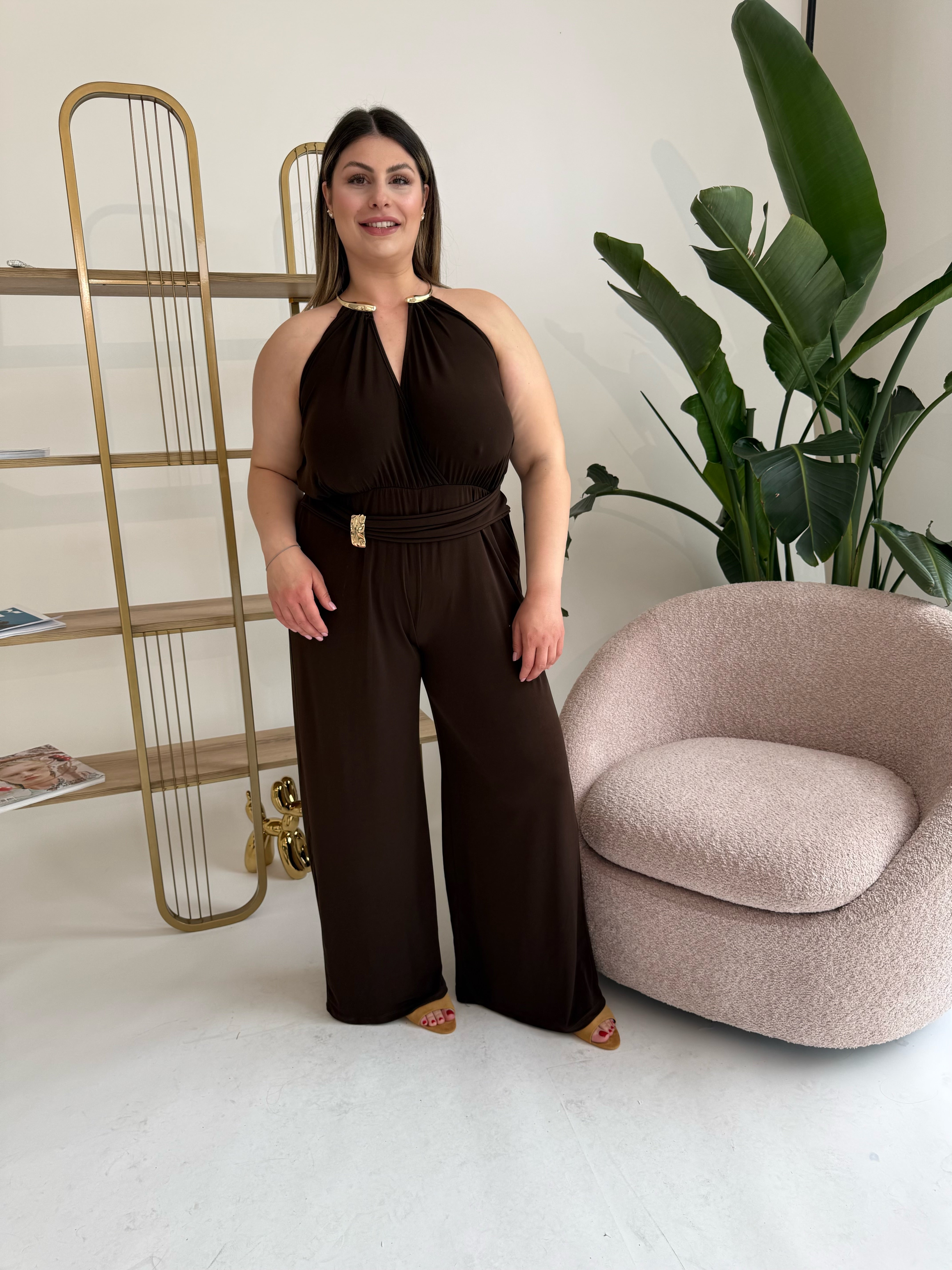 Tuta girocollo gold curvy