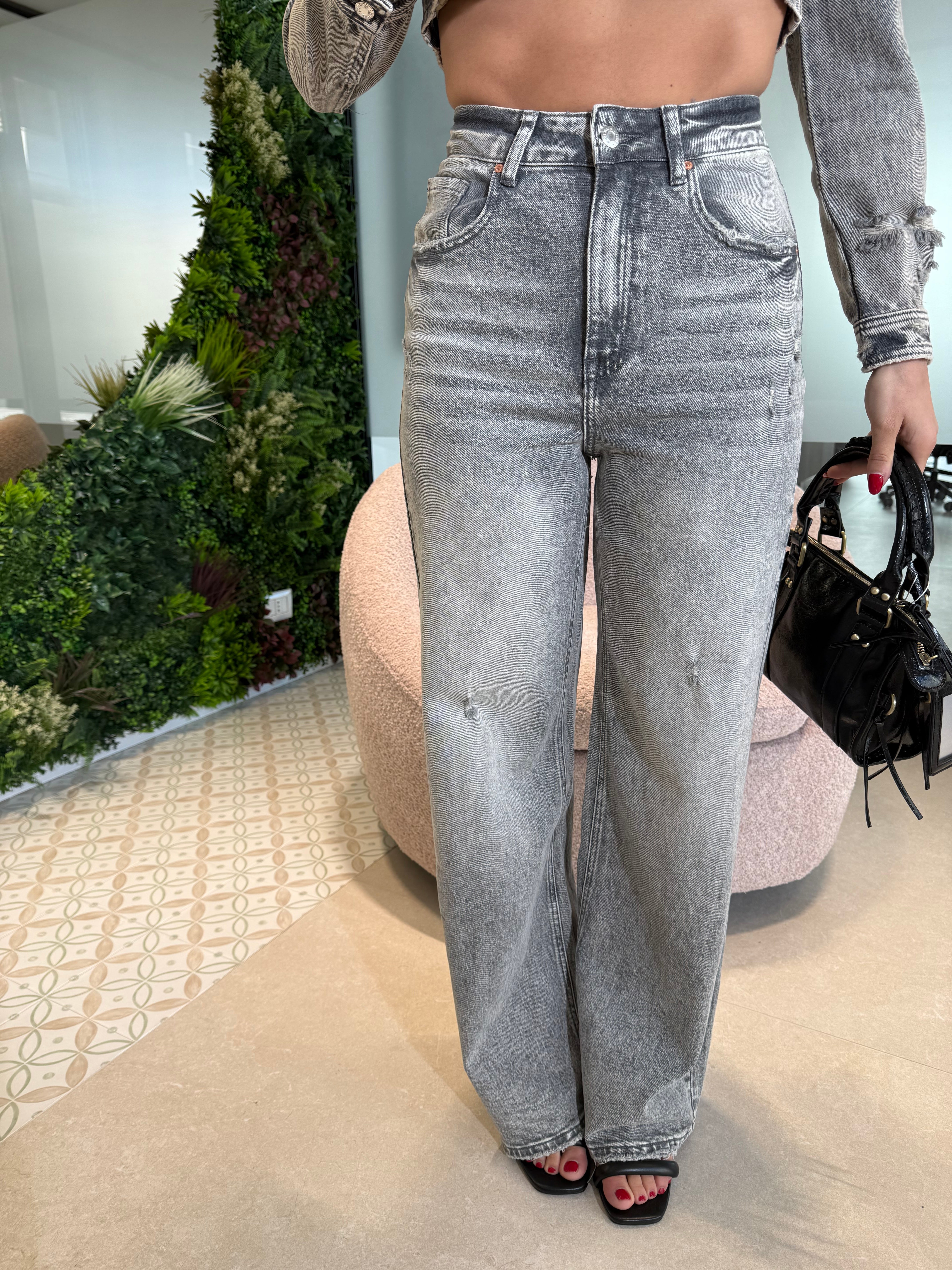 Jeans gamba dritta grigio sfumato