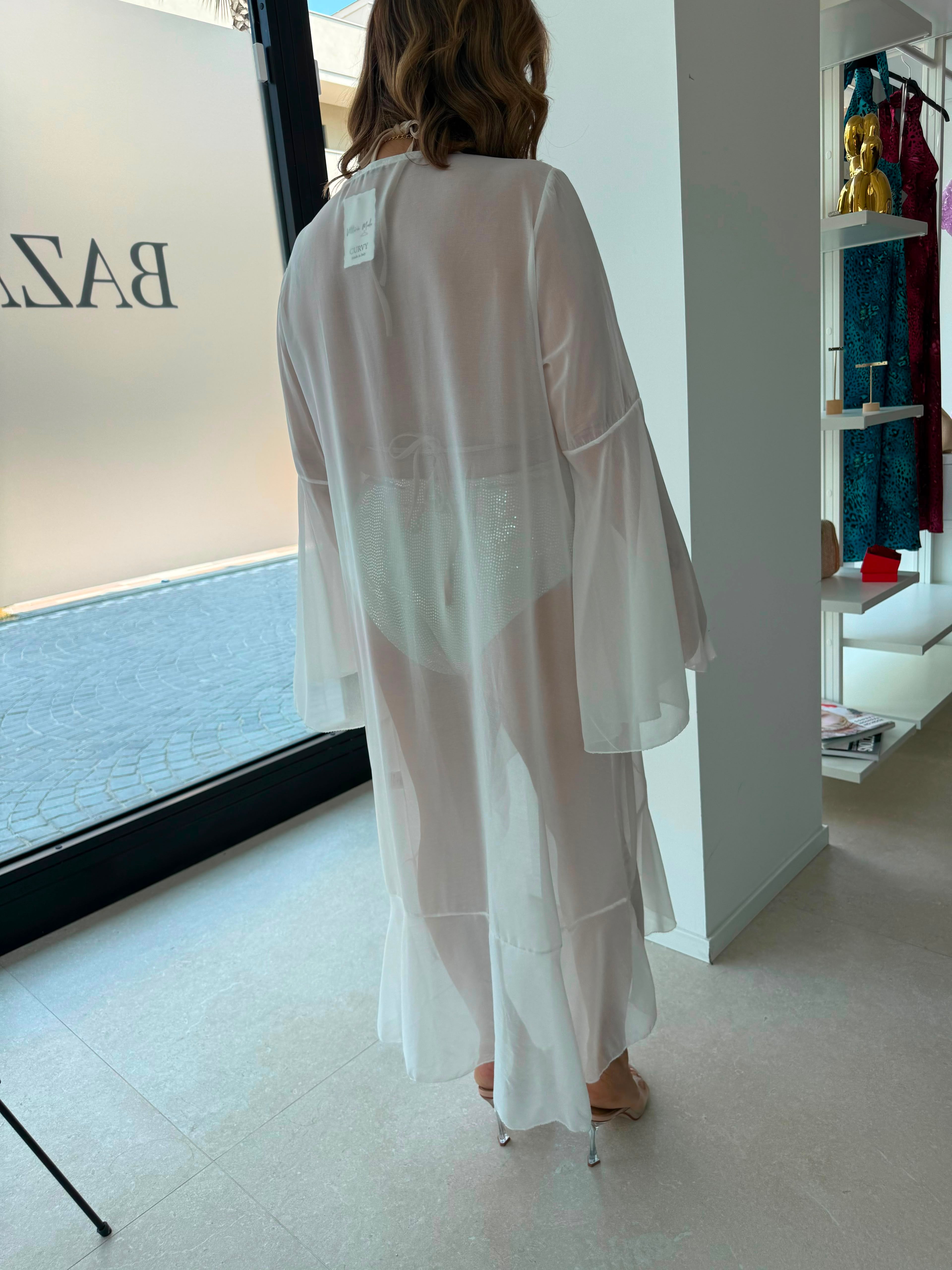 Kimono velato con rouches